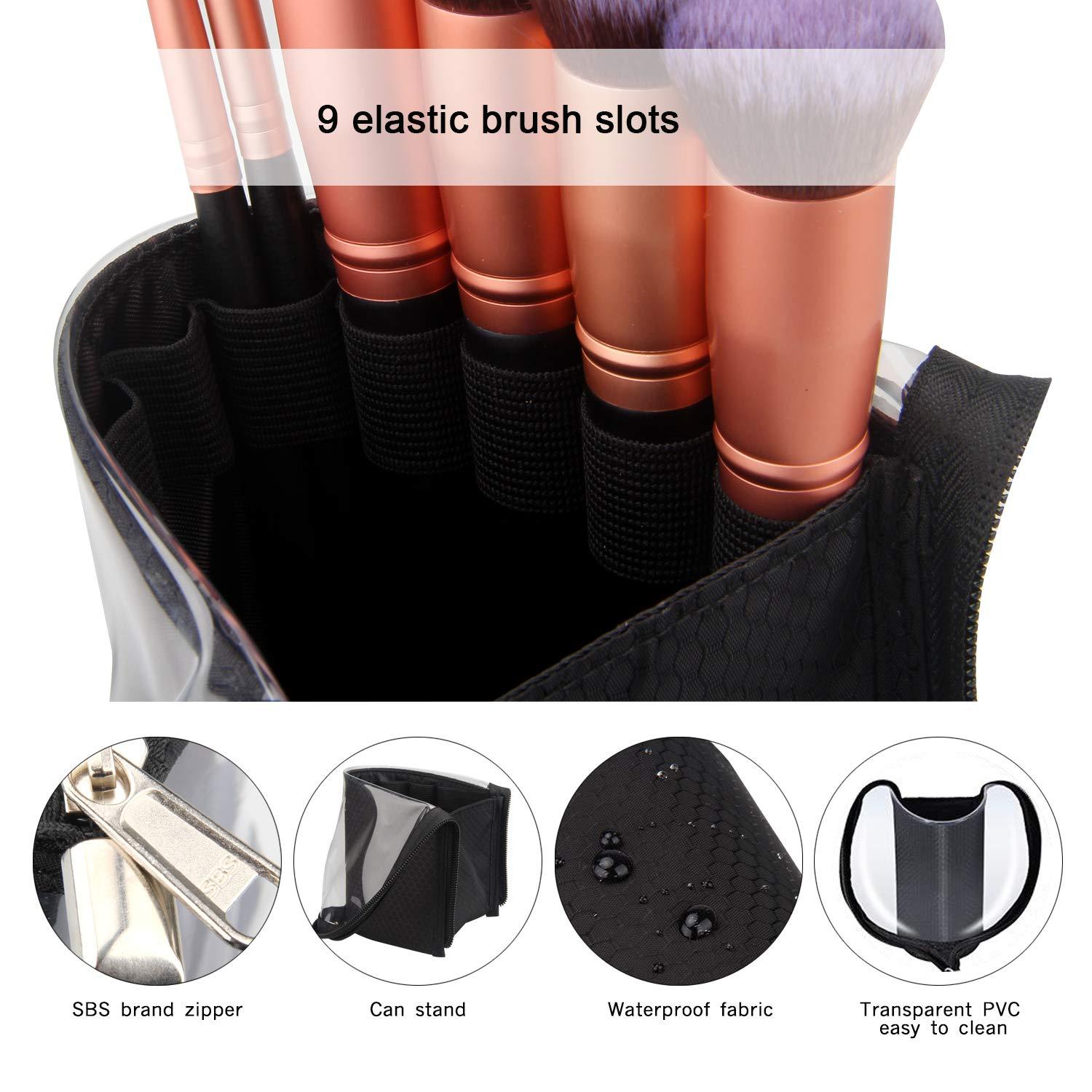 MONSTINA Makeup Brush Organzier Bag,High Capacity Portable Stand-Up Makeup  Brush Holder,Professional Artist Makeup Brush Sets Case Waterproof