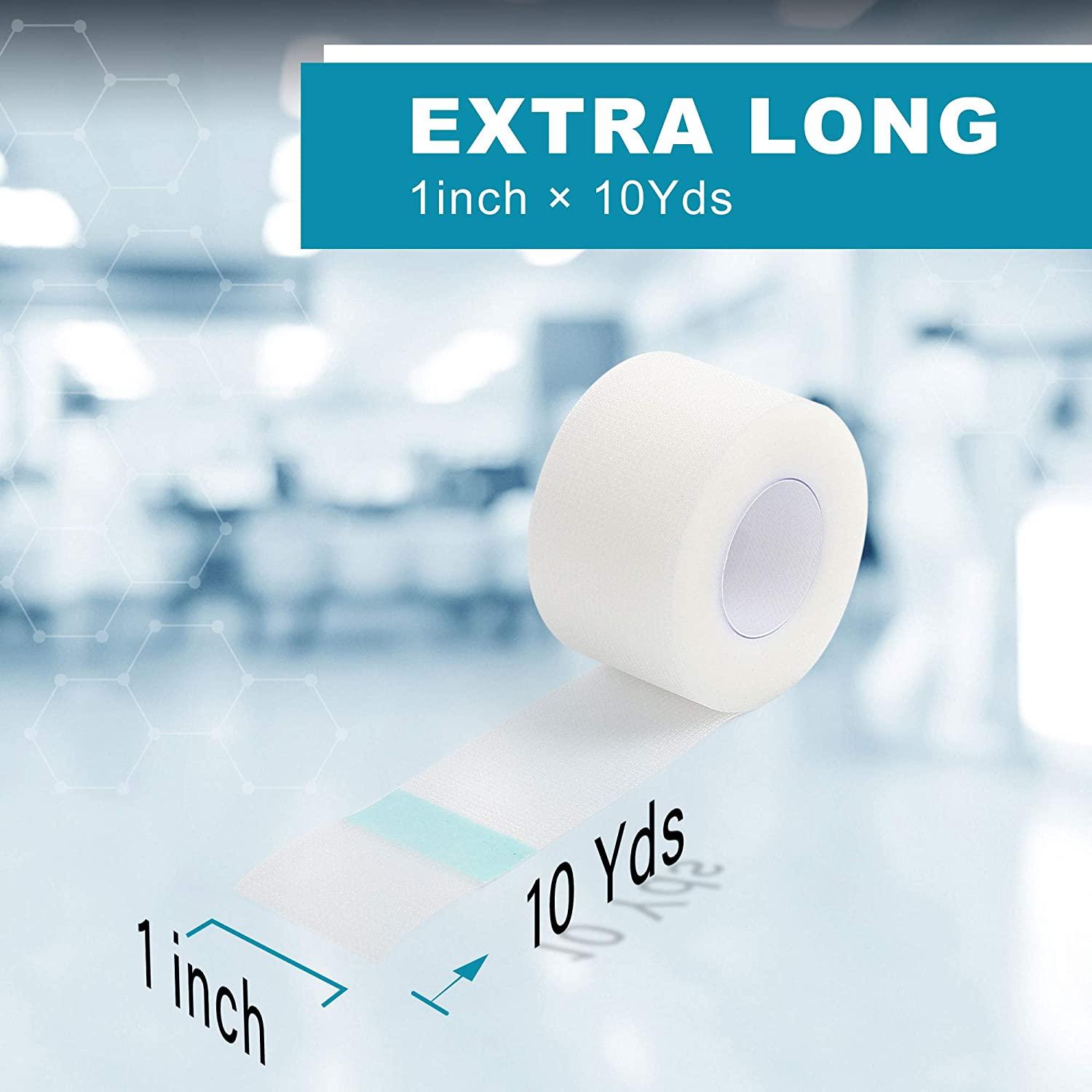 LotFancy Transparent Medical Tape 1 x 10Yds 2 Rolls Adhesive Clear