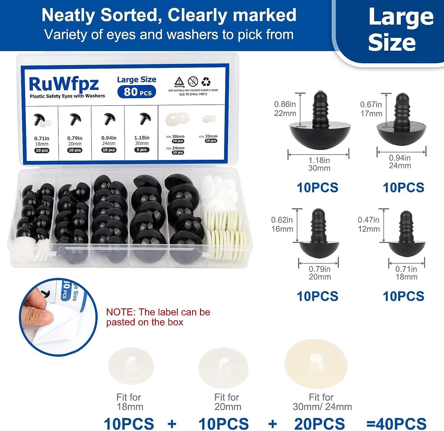 Large Safety Eyes for Amigurumi Crochet 1830mm RuWfpz 4 Sizes Stuffed Animal Eyes with