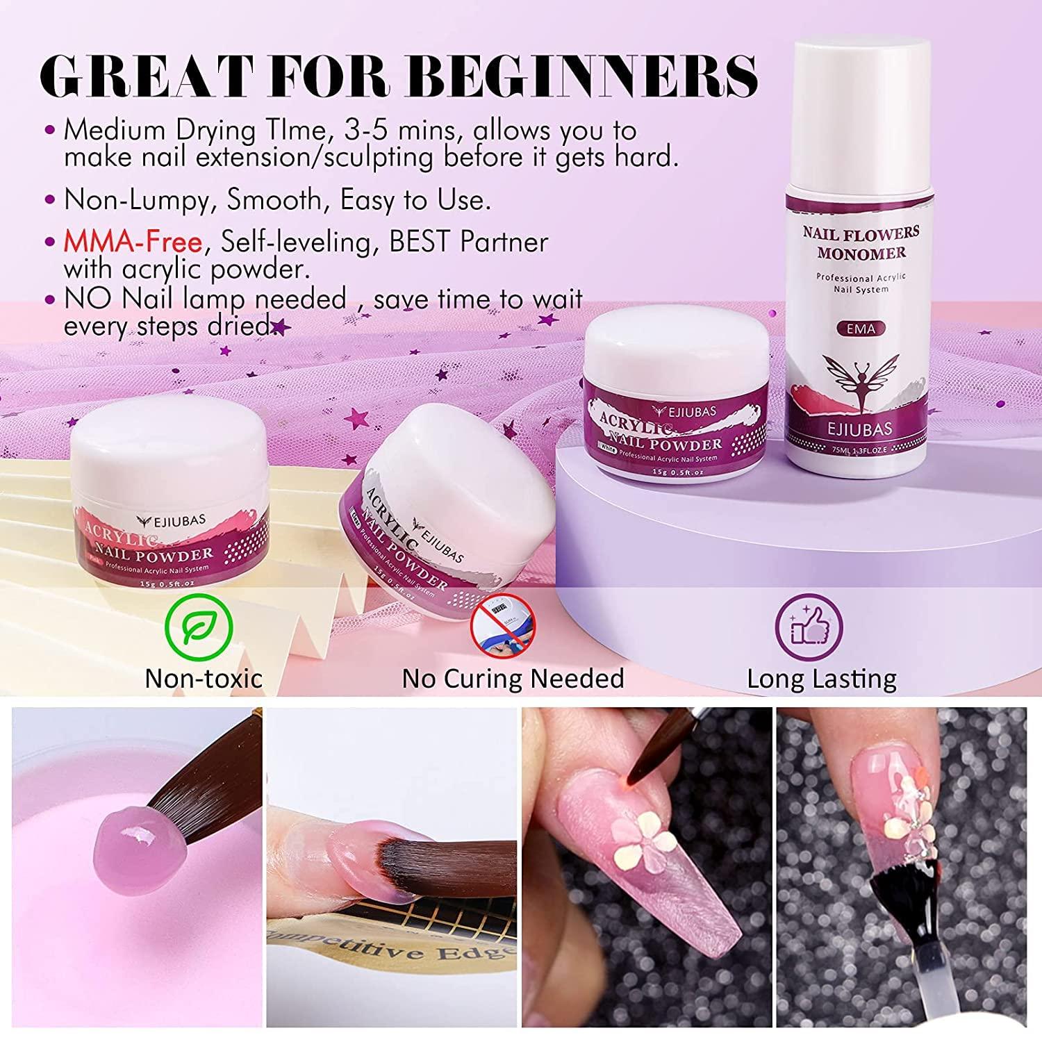 Ejiubas Nails Kit Acrylic Set Acrylic Nail Kit with Acrylic