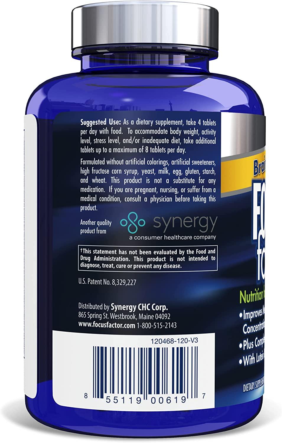 Focus Factor Brain and Vision Supplement 120 Count Eye Vitamin