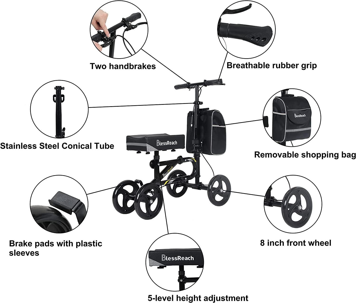 BlessReach Economy Knee Scooter Steerable Knee Walker for Foot