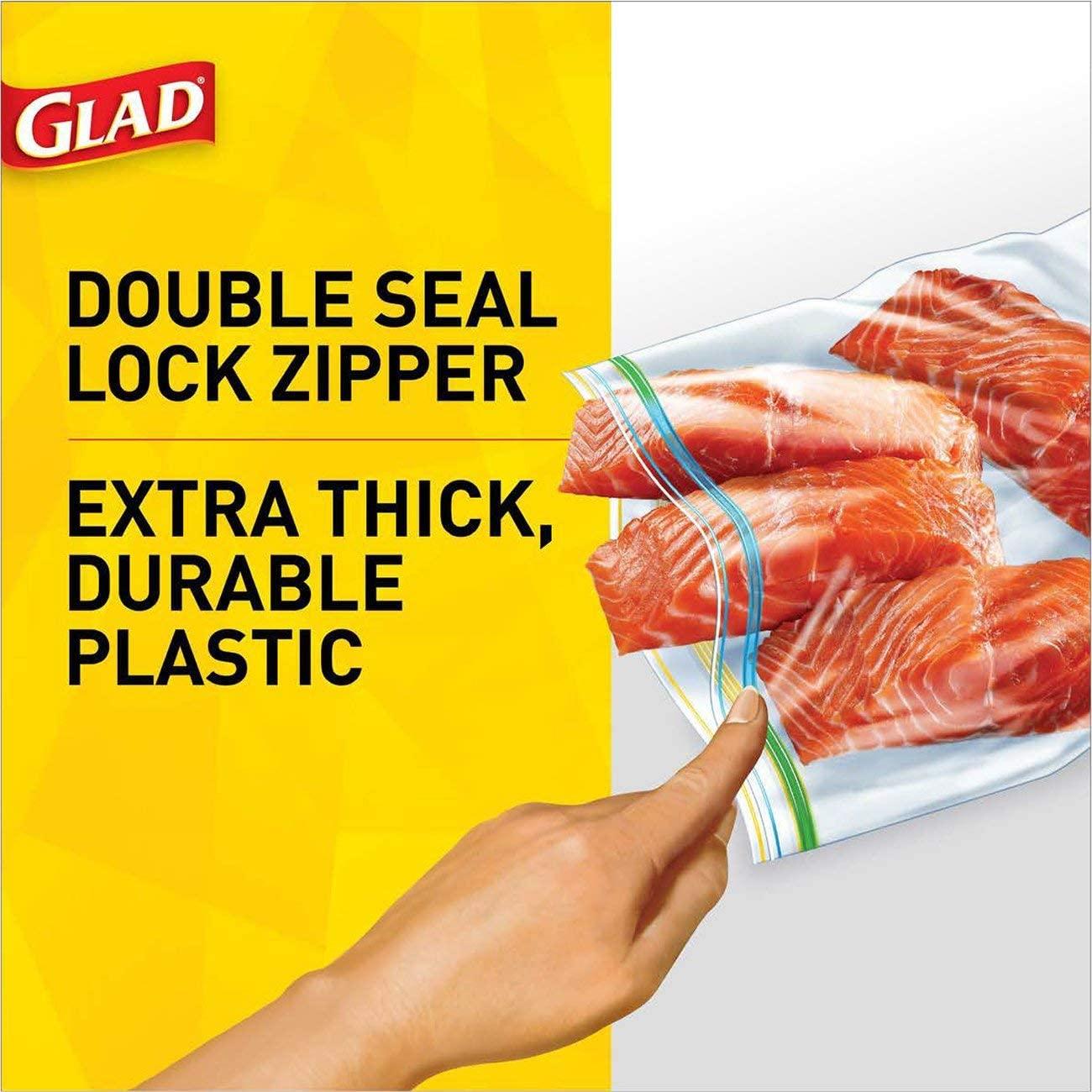 Glad Zipper Food Storage Plastic Bags, Gallon, 40 Count (Packaging May Vary)
