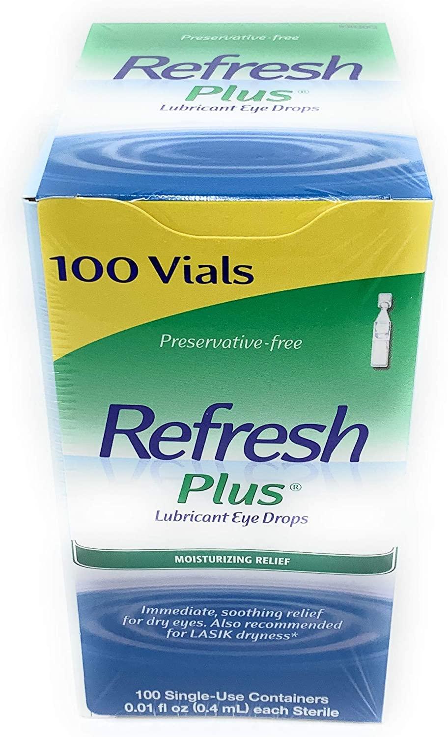 Allergan Refresh Plus Lubricant Eye Drops SingleUse Vials, Clear, (100
