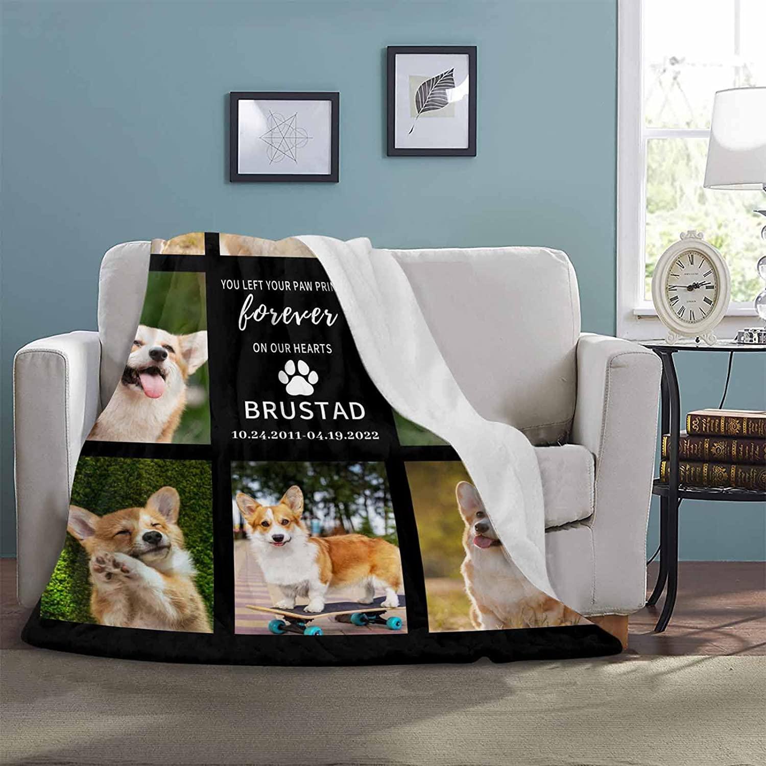 Personalized Pet Memorial Blanket Custom Photo & Name Loving Memory