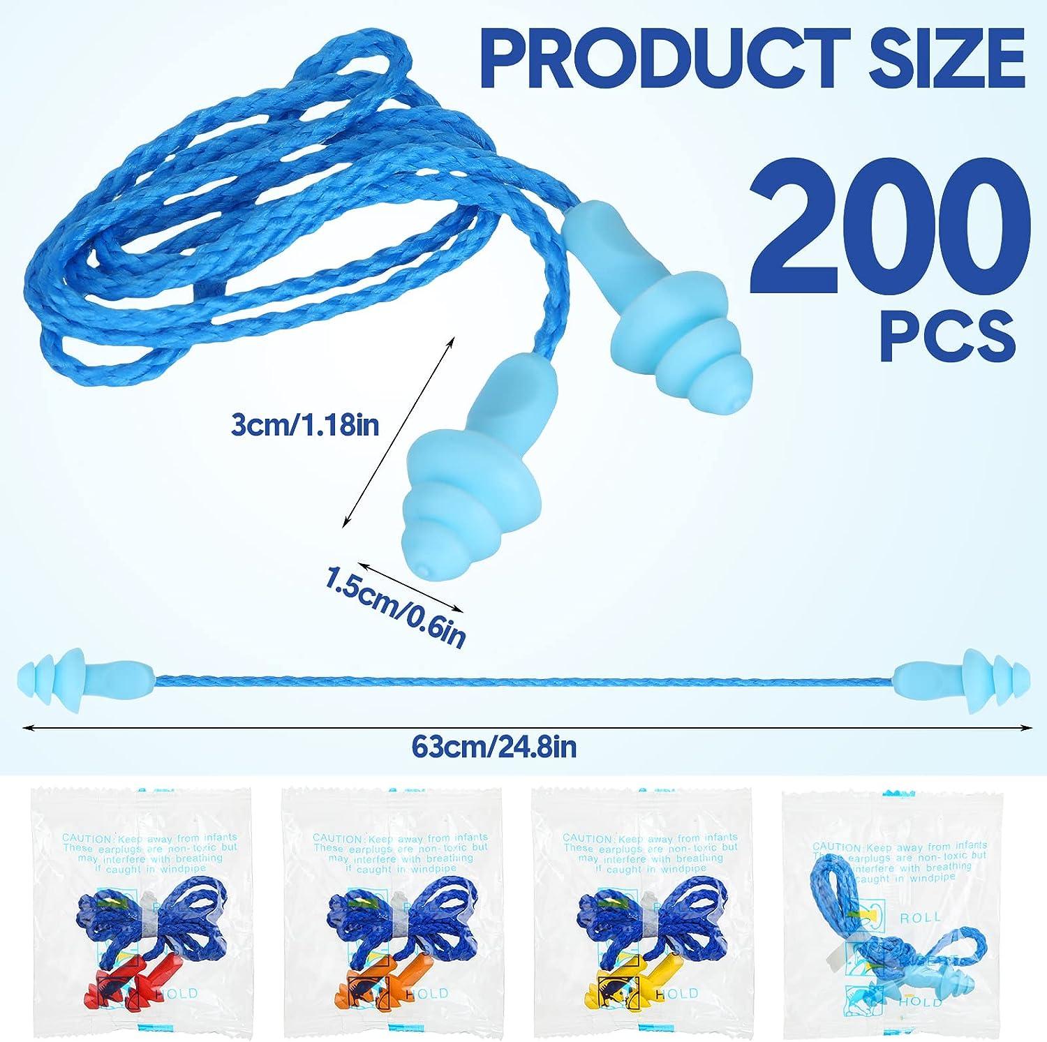 Xuhal 200 Pairs Corded Ear Plugs Bulk Silicone Hearing Protection Ear