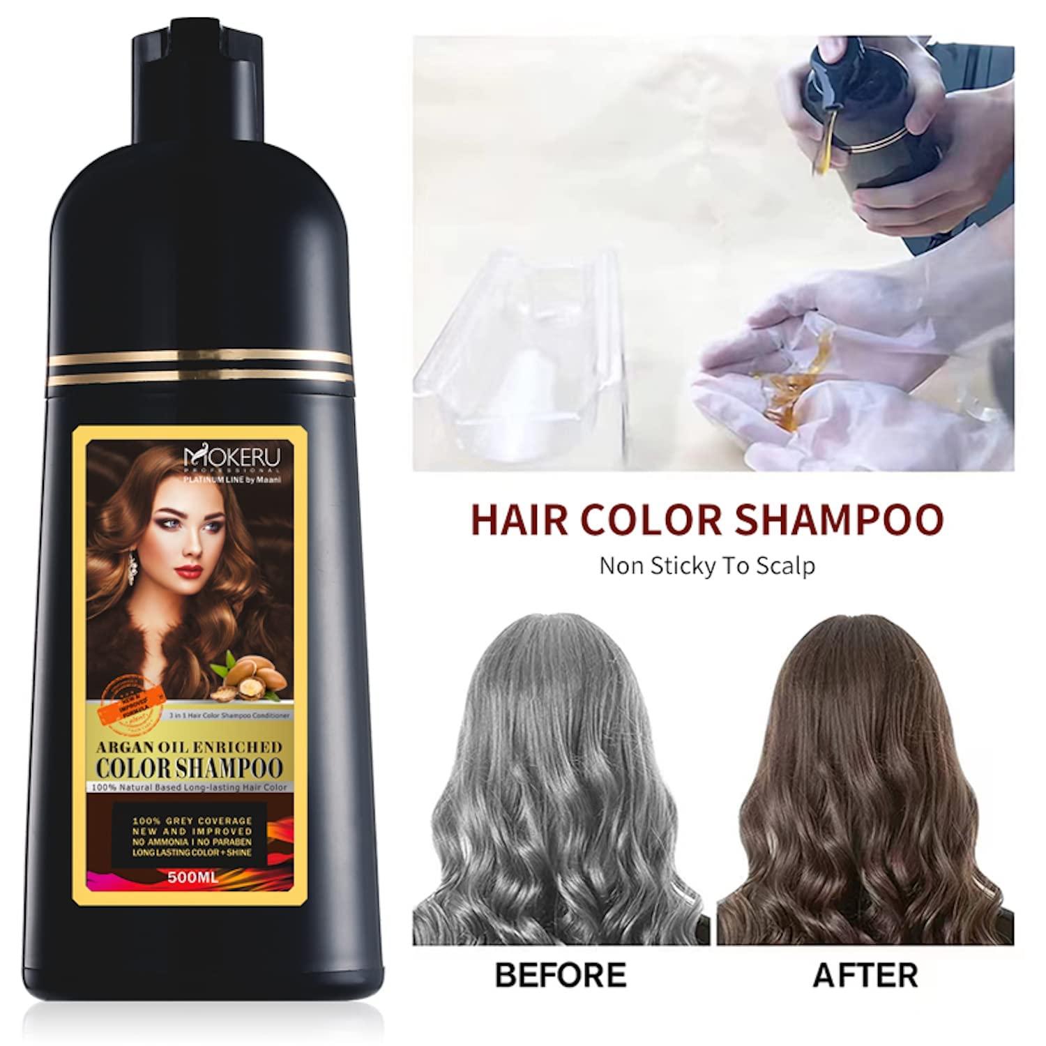 Mokeru Professional Argan Oil Color Shampoo Dark Brown 500ml 16.91