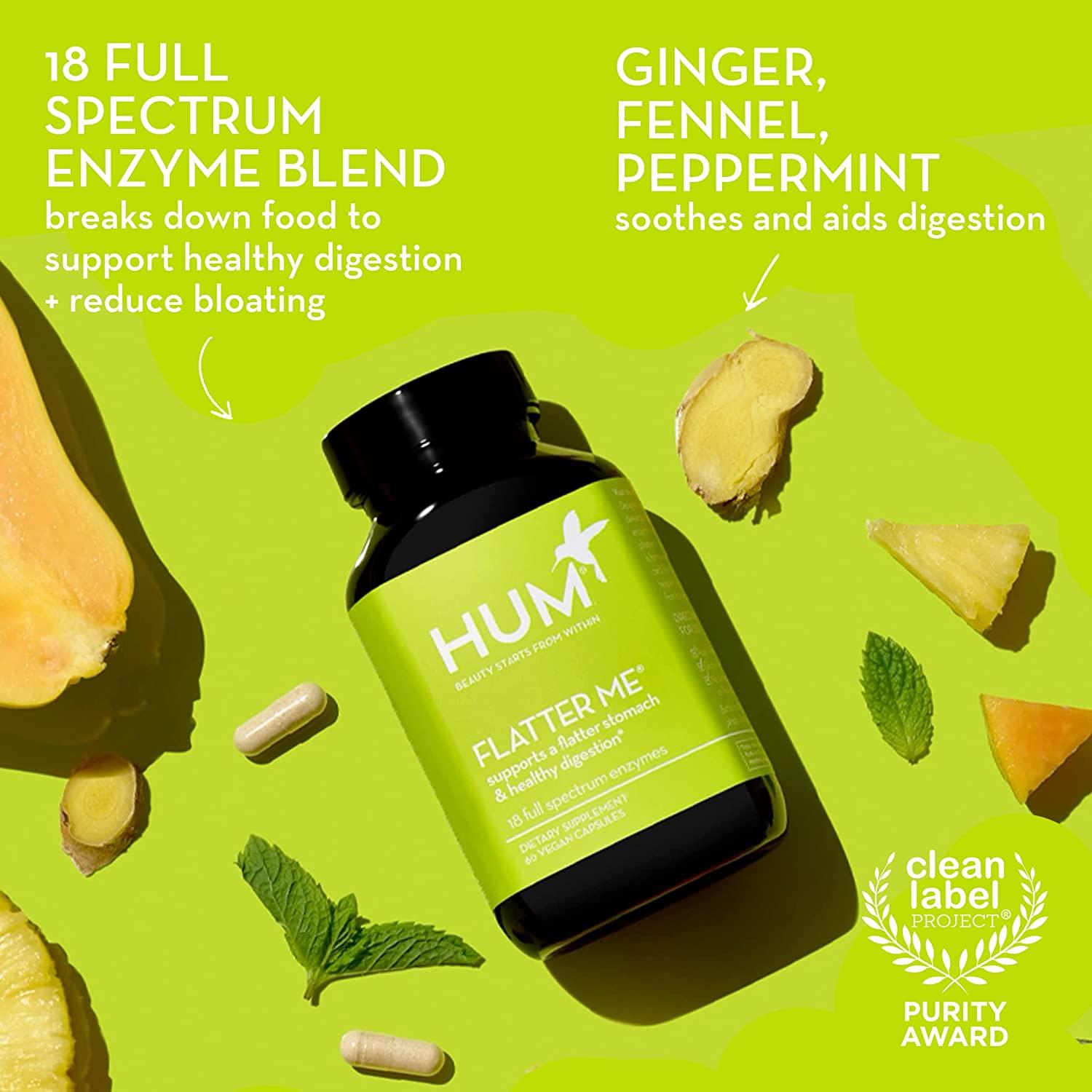 HUM Flatter Me Digestive Enzymes for Bloated Belly Relief Ginger