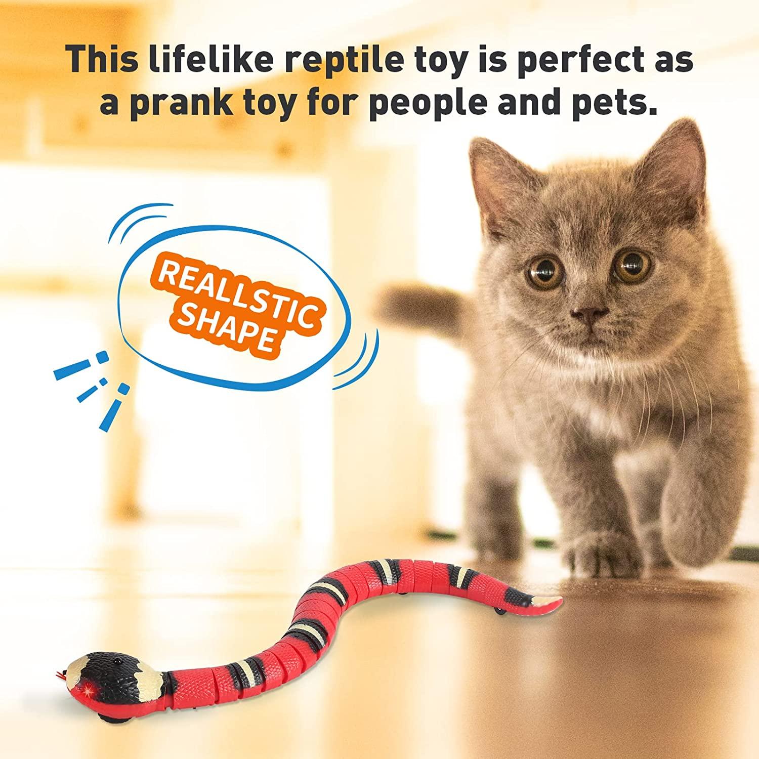 TYMZDYN Snake Cat Toy For Cats, Smart Sensing Snake Rechargeable, Automatically Sense Obstacles And Escape, Realistic S-Shaped Moving Electro-Sensing Cat Snake Toy, Interactive Toys For Cats