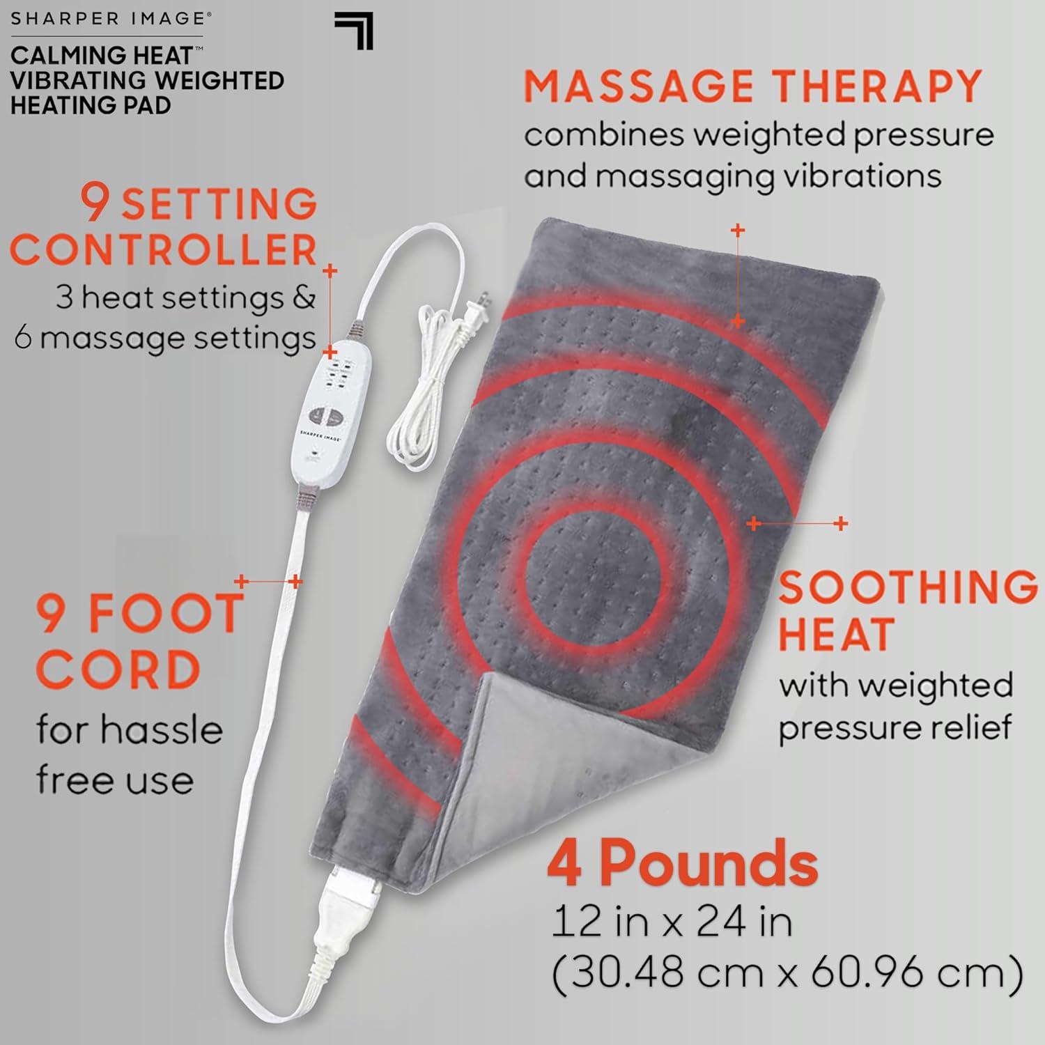 Calming Heat Weighted Heating Pad by Sharper Image - Electric Massaging Pad  with 6 Settings for Relaxation - 12 x 24 inches, 4 lbs | Buy Now with  Express International Delivery | GoSupps.com