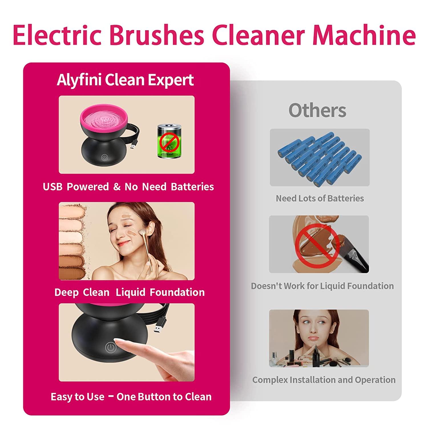 Electric Makeup Brush Cleaner Machine - Alyfini Portable Automatic USB  Cosmetic Brush Cleaner Tools for All Size Beauty Makeup Brushes Set (Black)