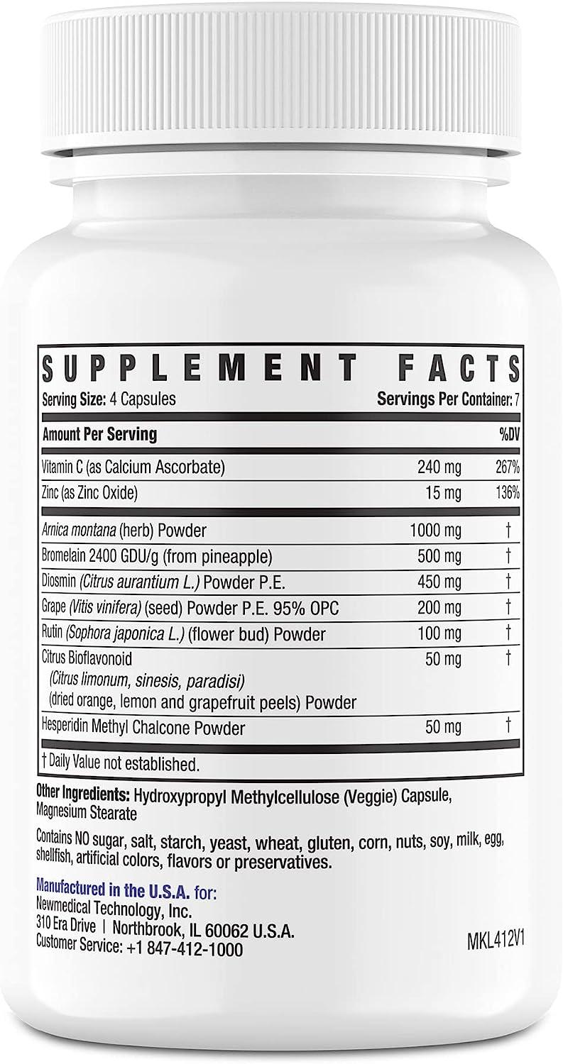 BruiseMD Arnica 1,000mg and Bromelain 500mg 2,400GDU/g Supplement for