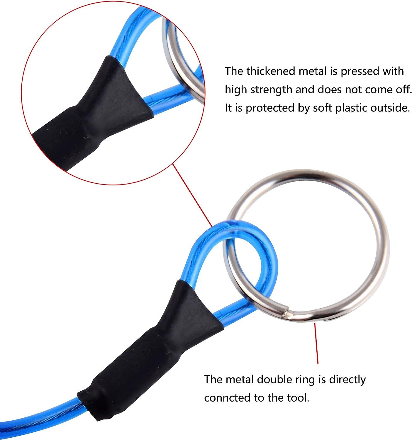 CRAZY SHARK 6pcs Fishing Tools Lanyard Heavy Duty Retractable Fishing  Safety Rope Wire Coiled Lanyard with Carabiner Clip blue