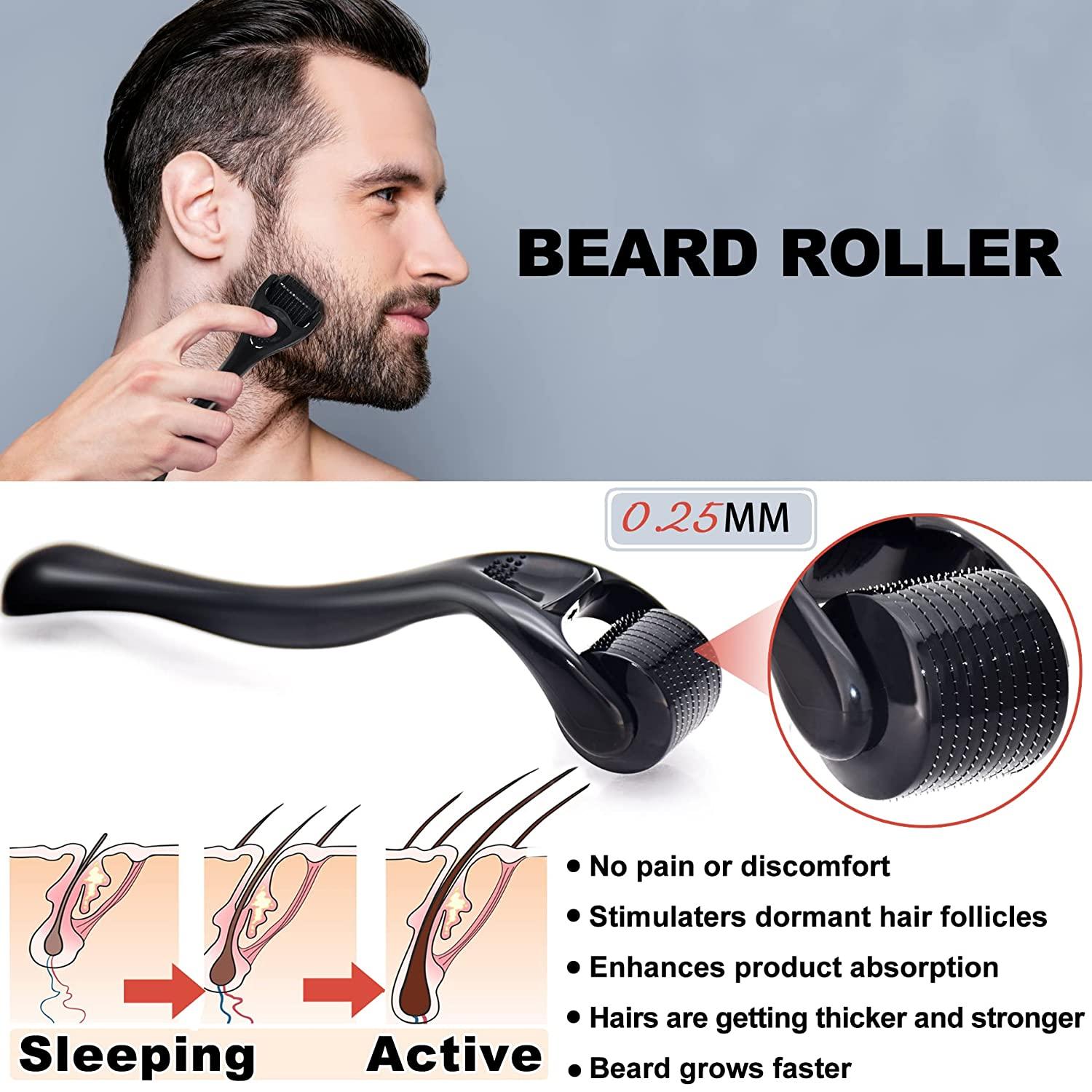 Beard Growth Kit,Beard Grooming Kit w/Beard Roller,Beard Wash Shampoo,Beard Growth Serum,Beard