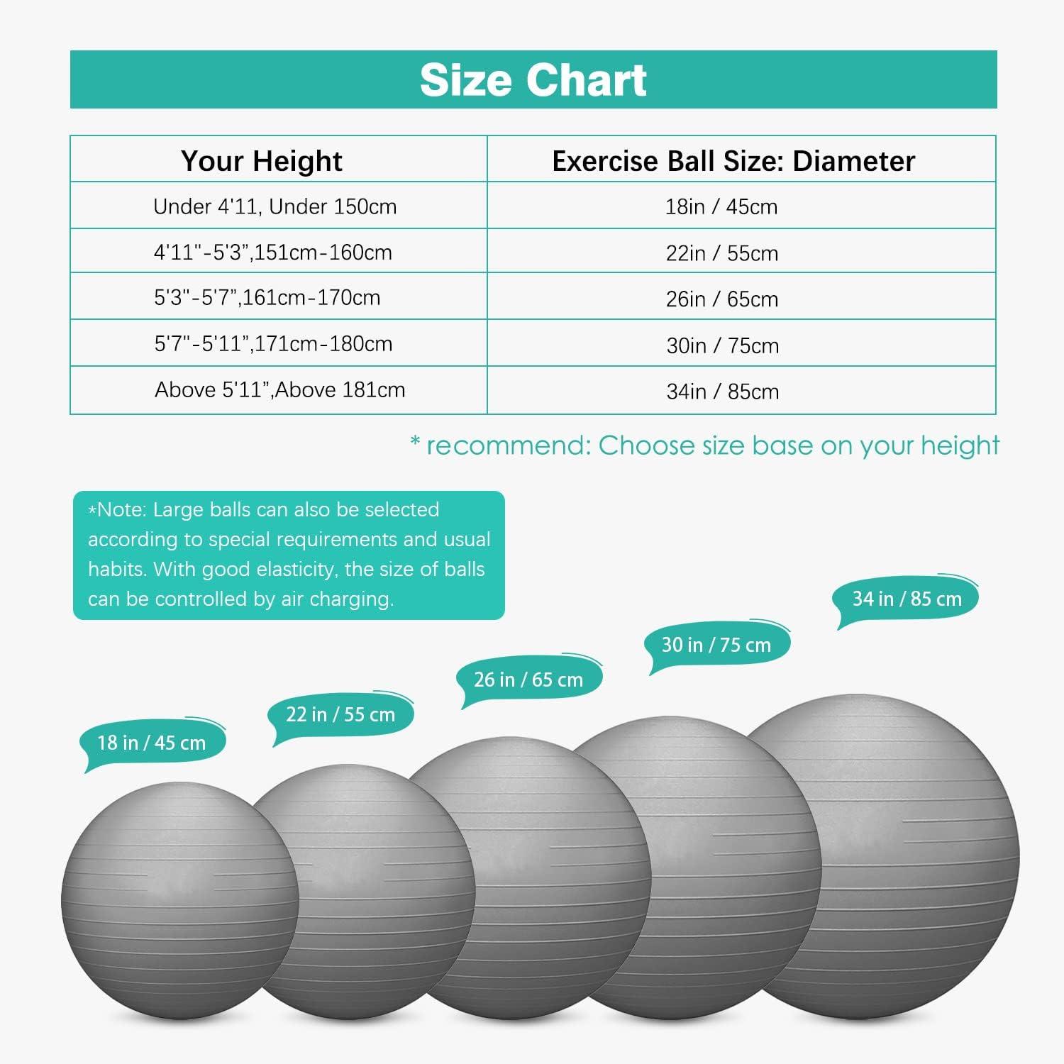 RITHIOX Exercise Ball Yoga Ball 26 Gray Anti-Slip Stability Ball