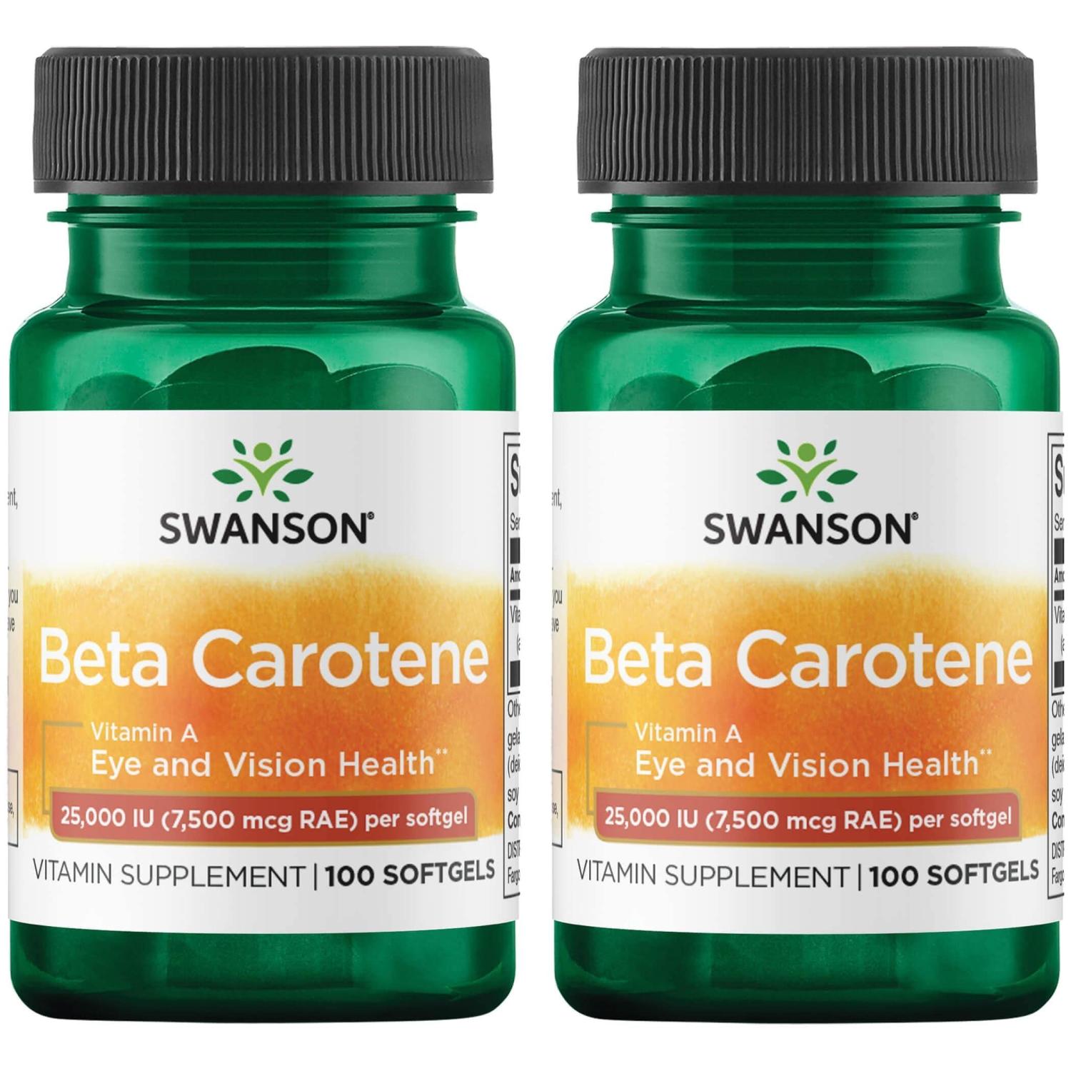 Swanson BetaCarotene (Vitamin A) 25000 Iu (7500 mcg) 100 Sgels (2 Pack)