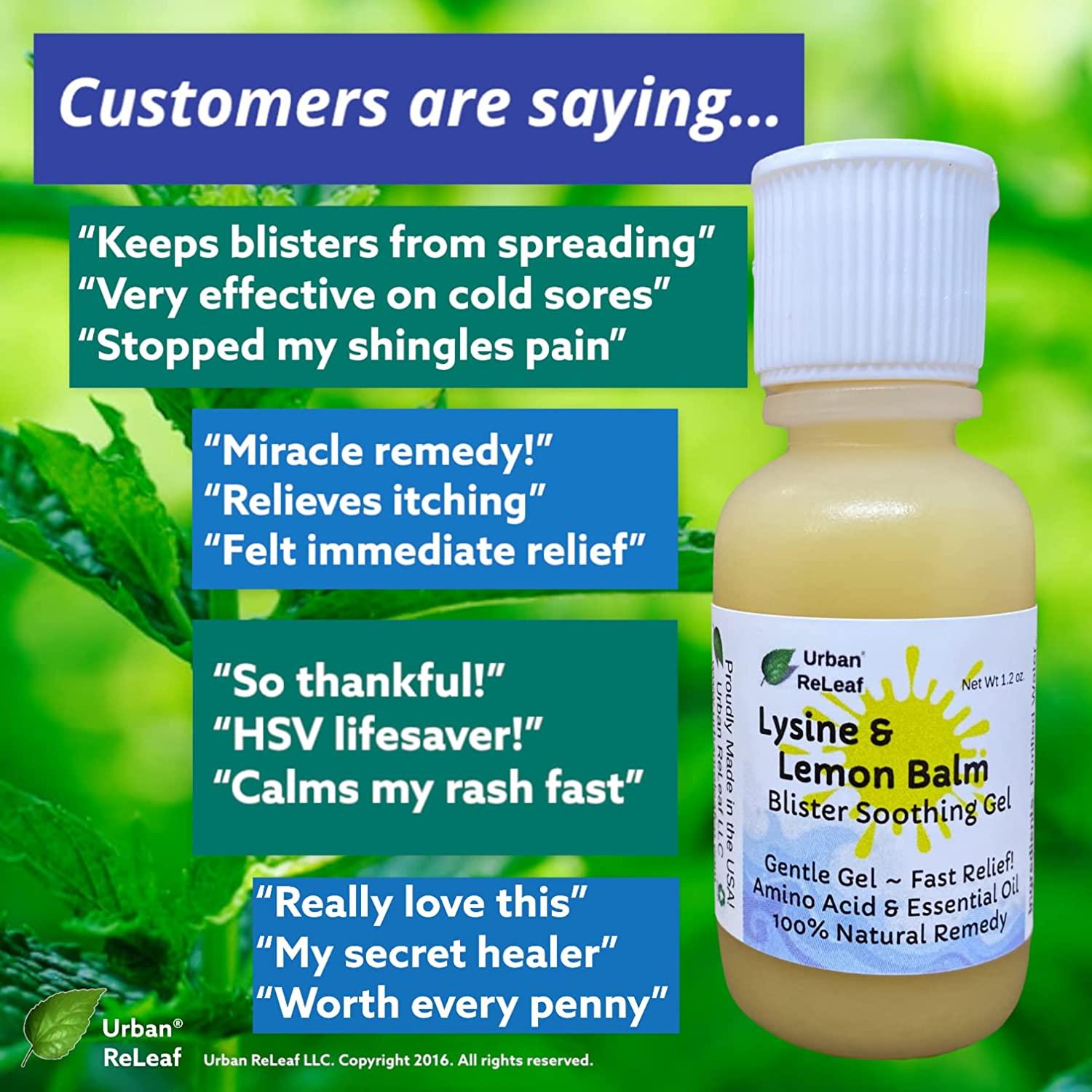 Urban ReLeaf Lysine Lemon Balm Blister Soothing Gel for Rashes Red