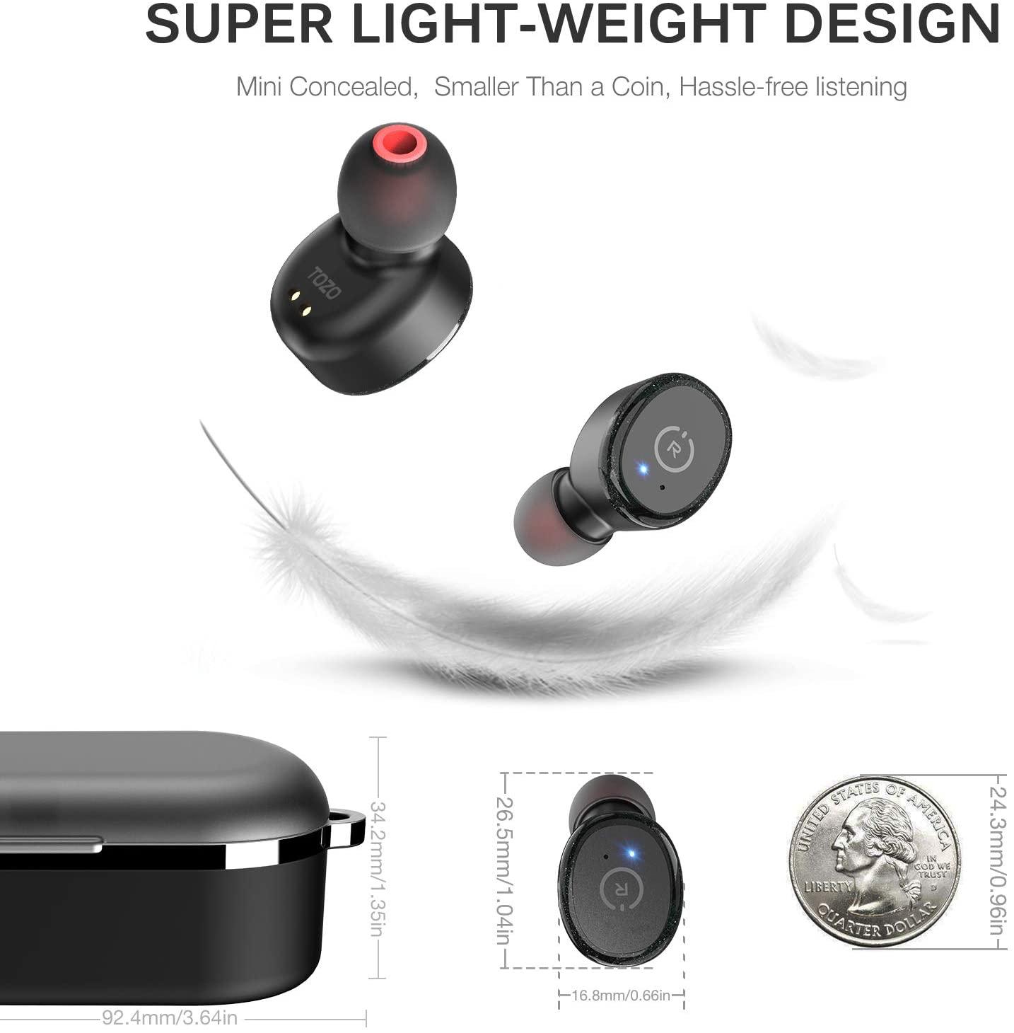 TOZO T10 Bluetooth 5.0 Wireless Earbuds with Wireless Charging Case  Waterproof
