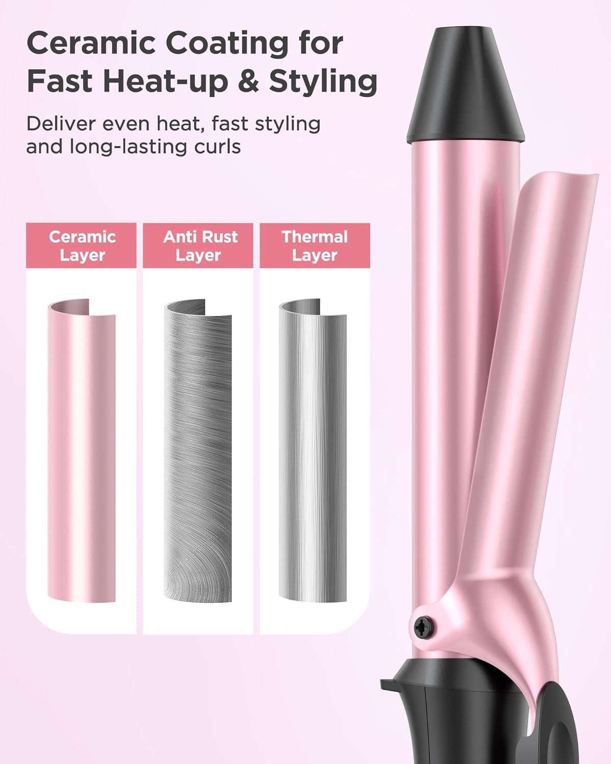 Wavytalk 1 1/4Inch Curling Iron Extra Long Tourmaline Ceramic Barrel