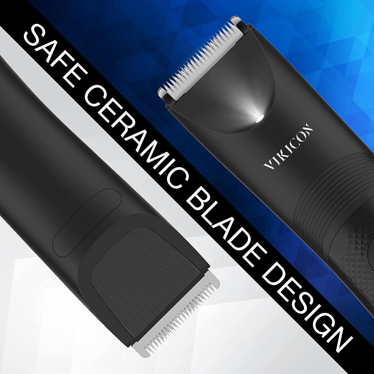 VIKICON Electric Body Trimmer & Shaver for Men Pubic Hair Groomer with Ceramic Blade