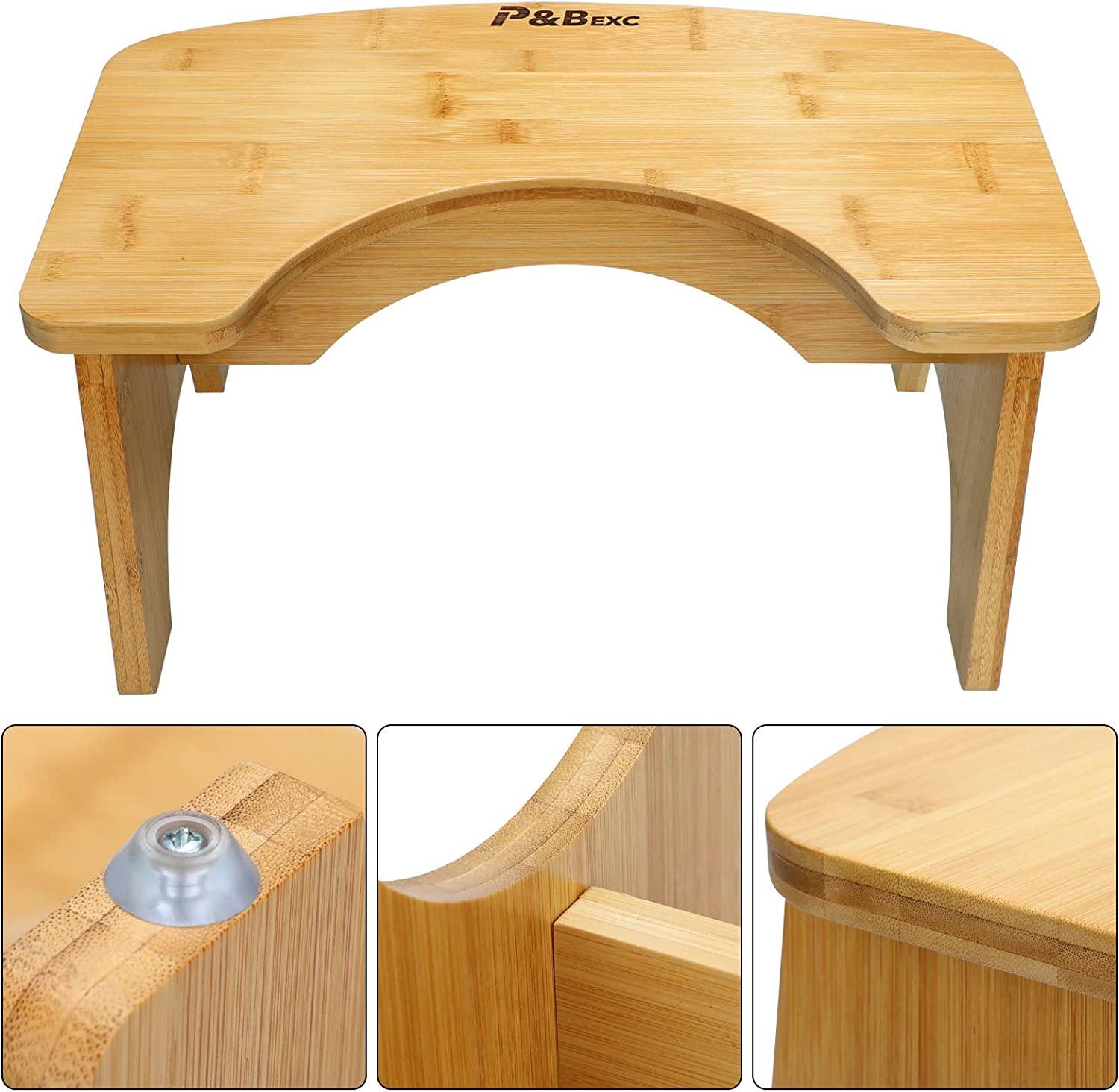 P&BEXC Squatting Toilet Stool,Bamboo Toilet Potty Poop for Bathroom with Anti Slip Layer,Natural