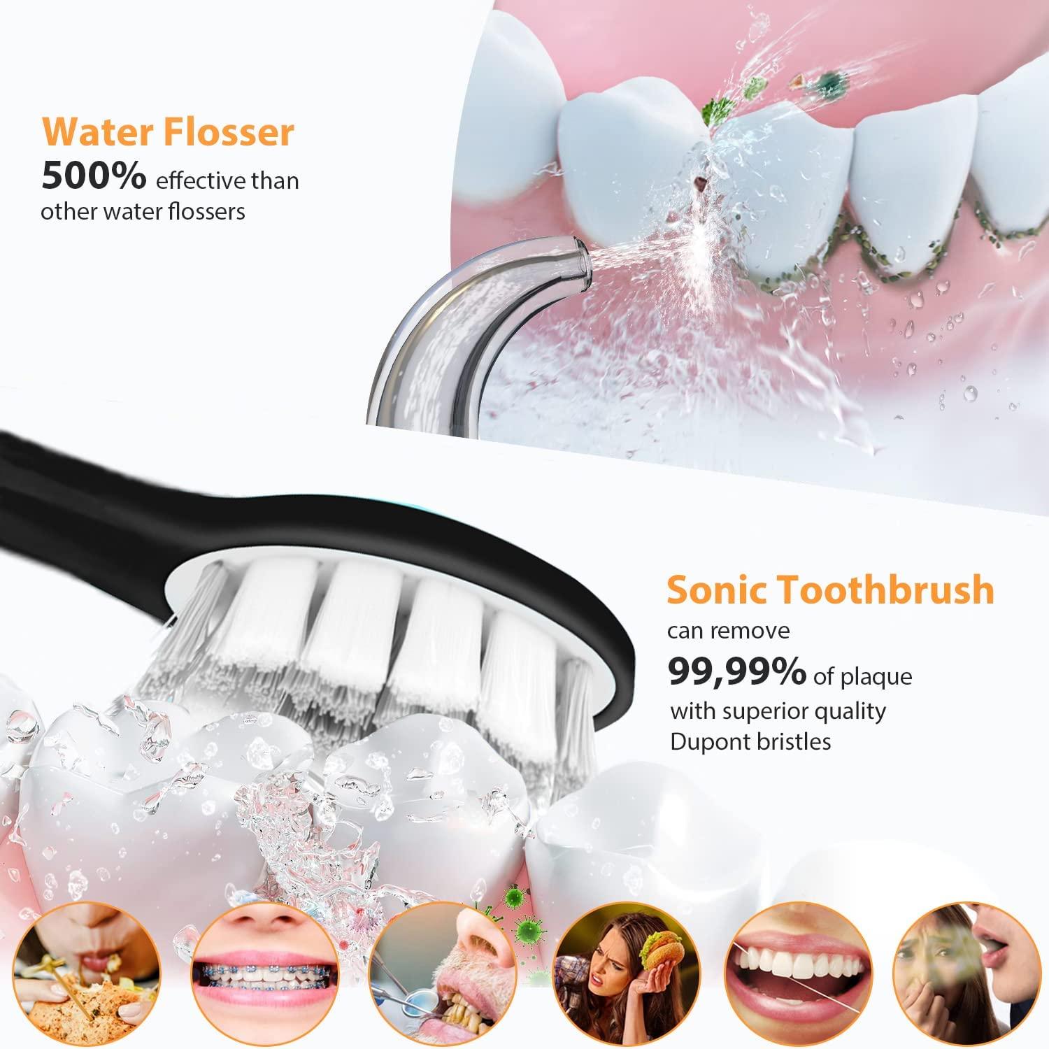 Electric Toothbrush with Water Flosser, Cordless Water Flosser & Electric Toothbrush Combo