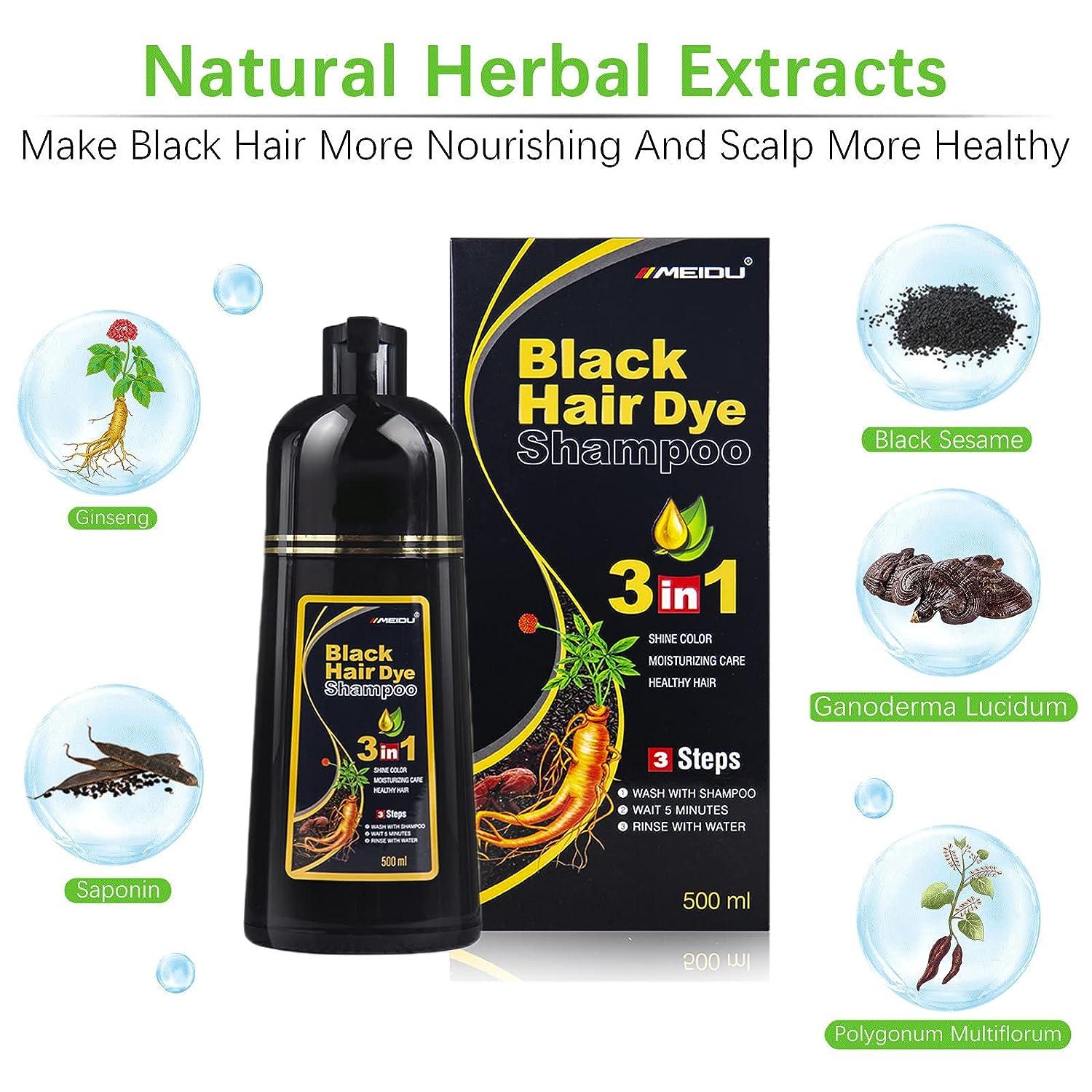 Lymznus Herbal Black Hair Dye 3-in-1 500ML - Instant Black Hair