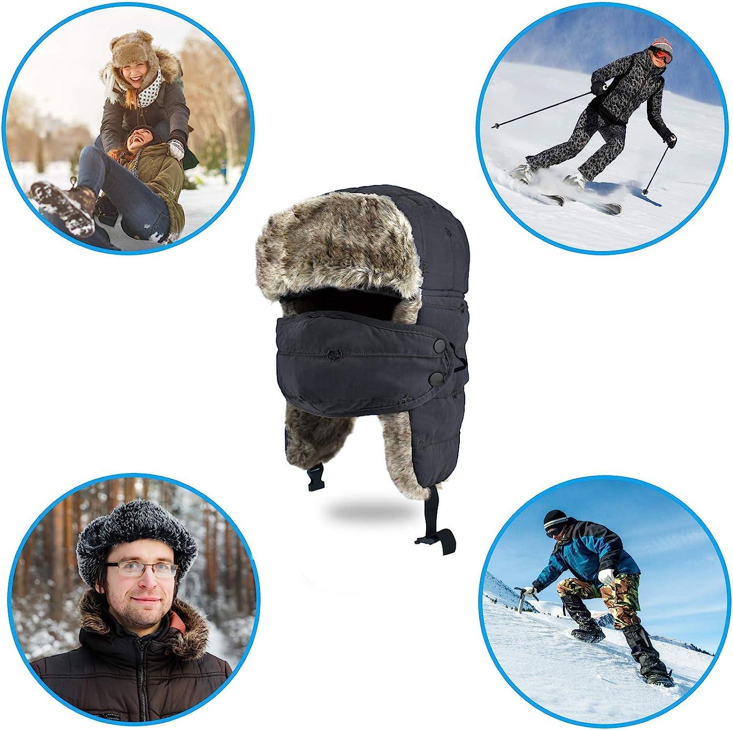 thumbnail image 2 of Fur Trapper Hat 3-in-1 Winter Trapper Hat With Ear Flaps - Windproof 2 of 10