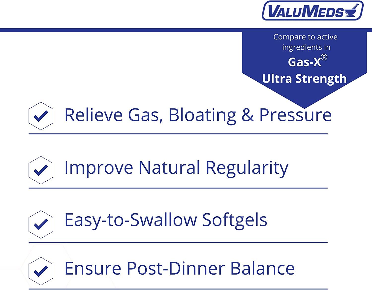 ValuMeds UltraStrength Gas Relief for Adults, 365 Softgels, Relieves