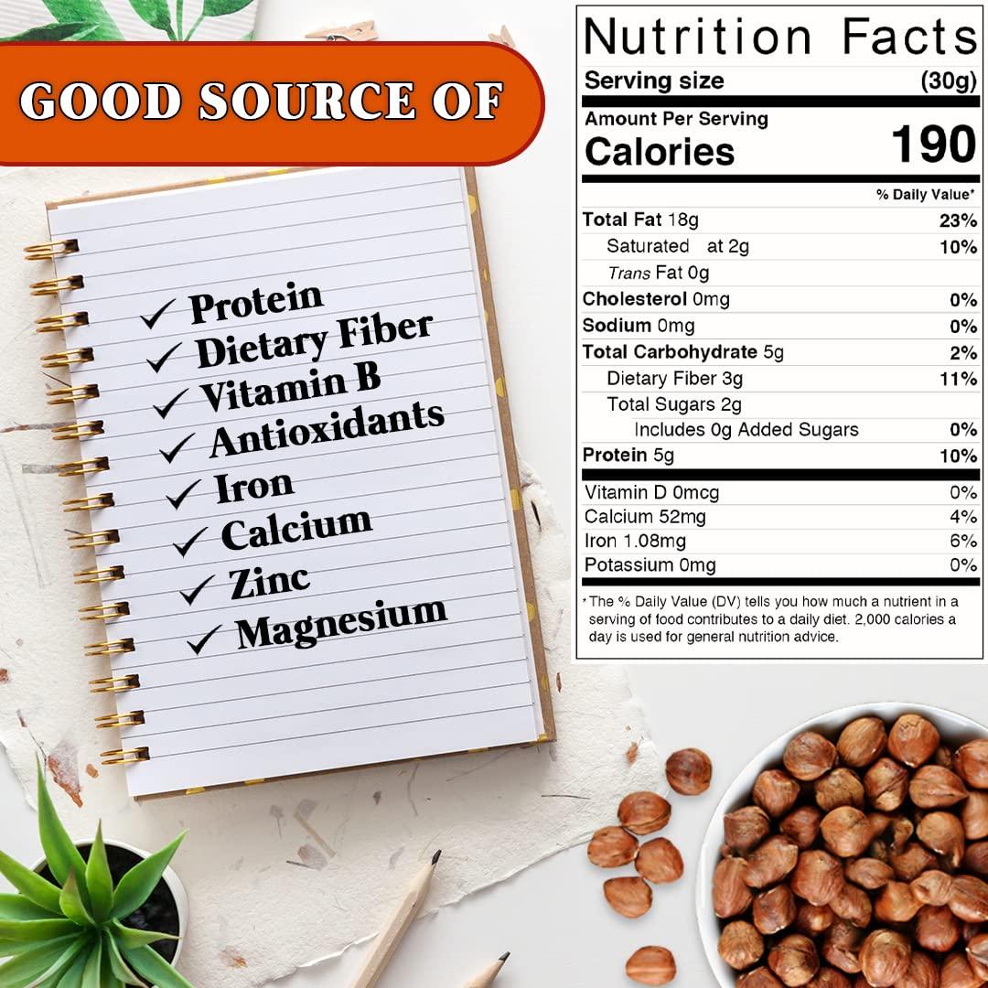 Large Raw Hazelnuts (Filberts) 80oz NonGMO, Natural Protein Snack