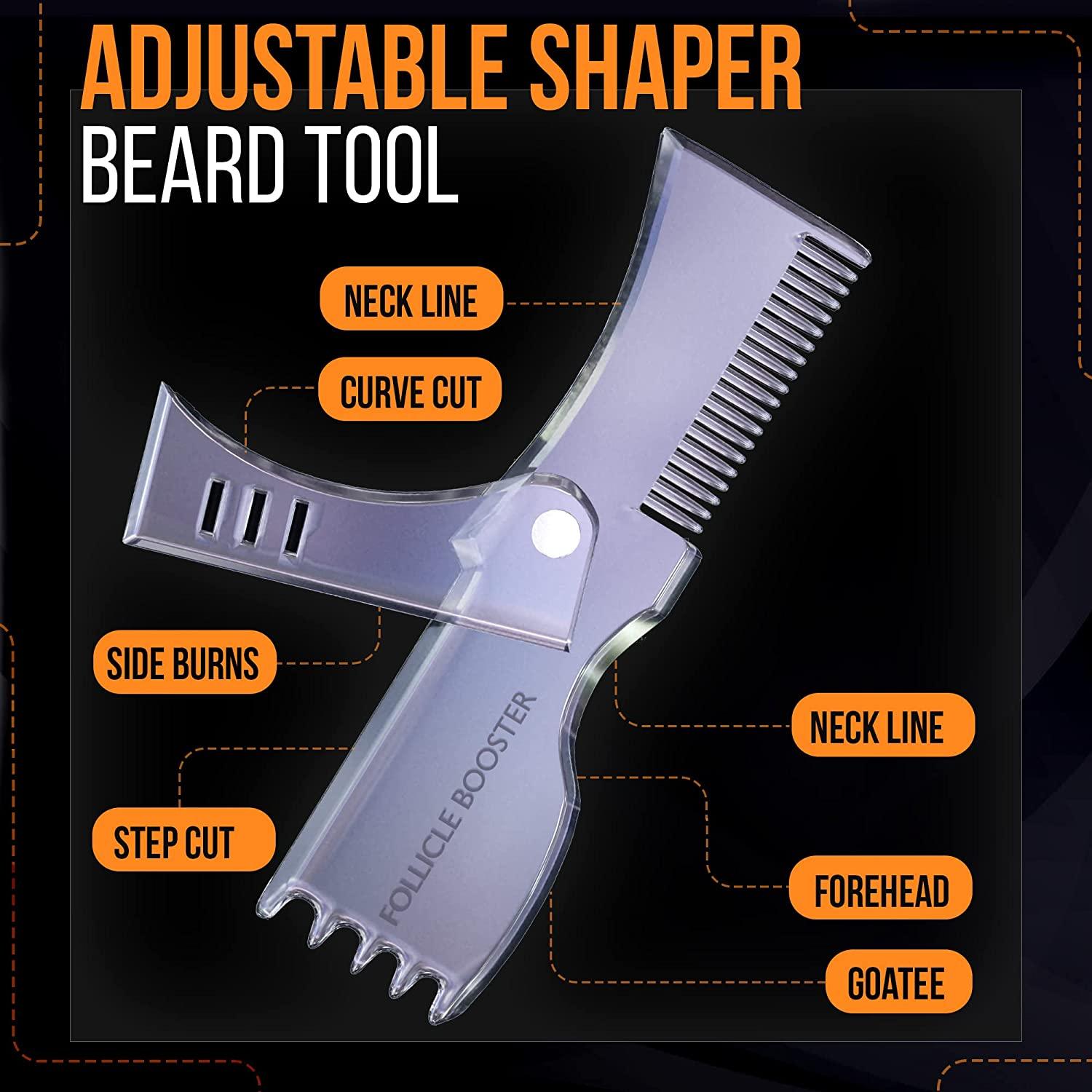 Beard Shaper Kit - Complete Shaping & Styling Tool - Transparent Adjustable  Shaper, Razors, Barber Pencil - Beard Stencil Guide Template Outliner Many