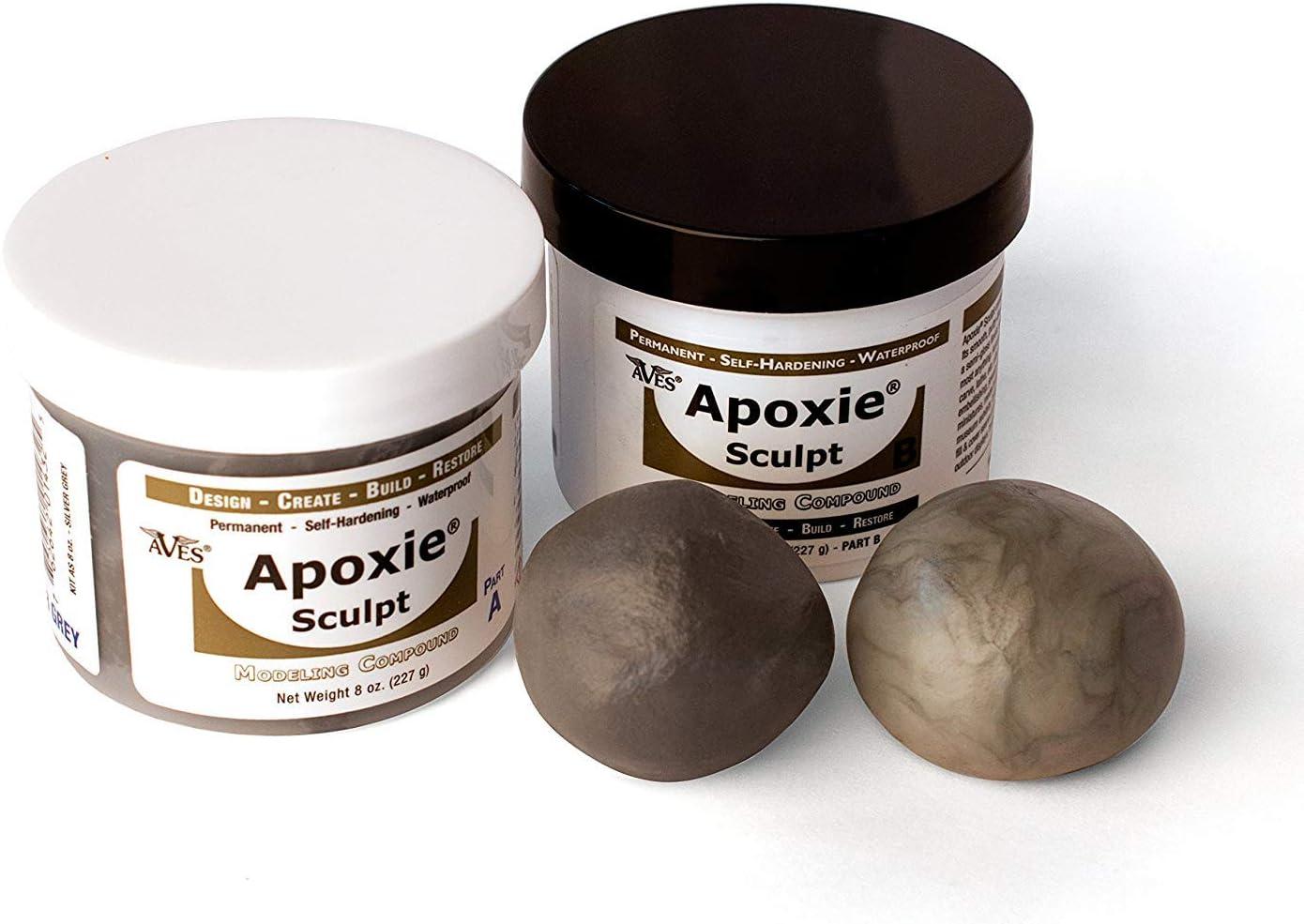 Aves Apoxie Sculpt - 2 Part Modeling Compound (A & B) - 1 Pound, Silver Grey
