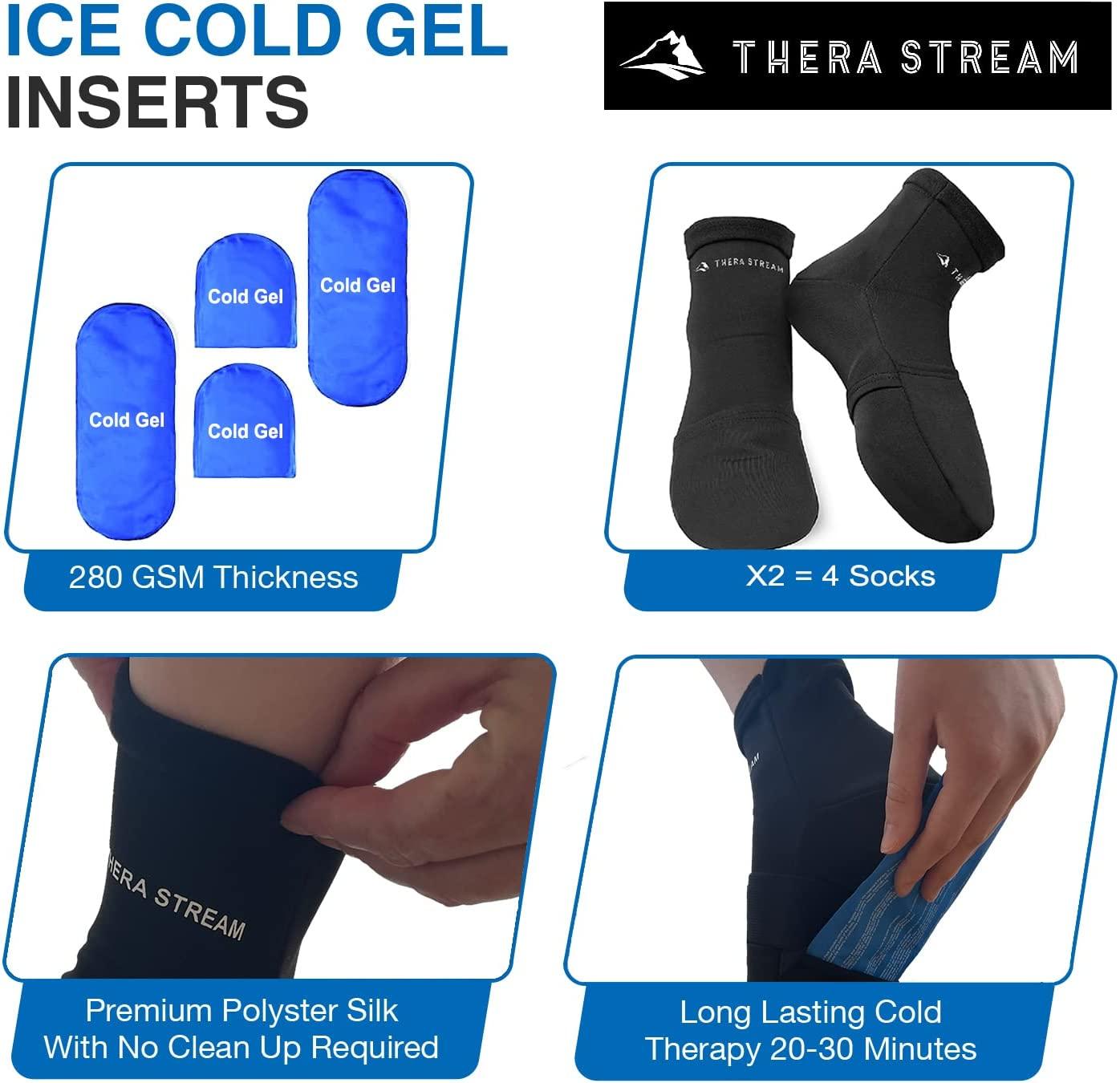 Cold Therapy Neuropathy Ice Socks w/ 4 Gel Packs Cooling Feet Ache