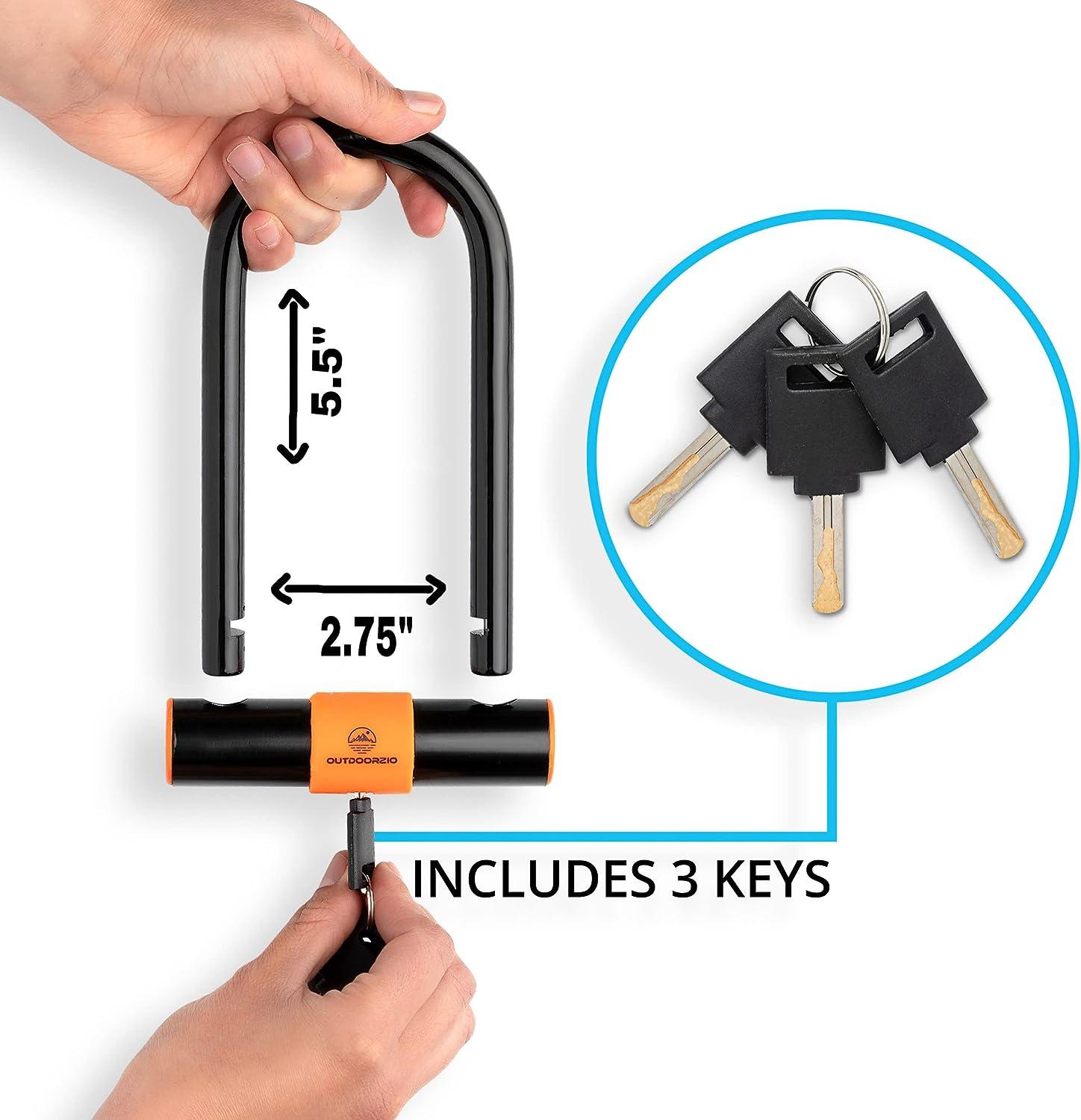 Heavy Duty Bike U Lock with Cable Anti Theft Bicycle Lock Holder