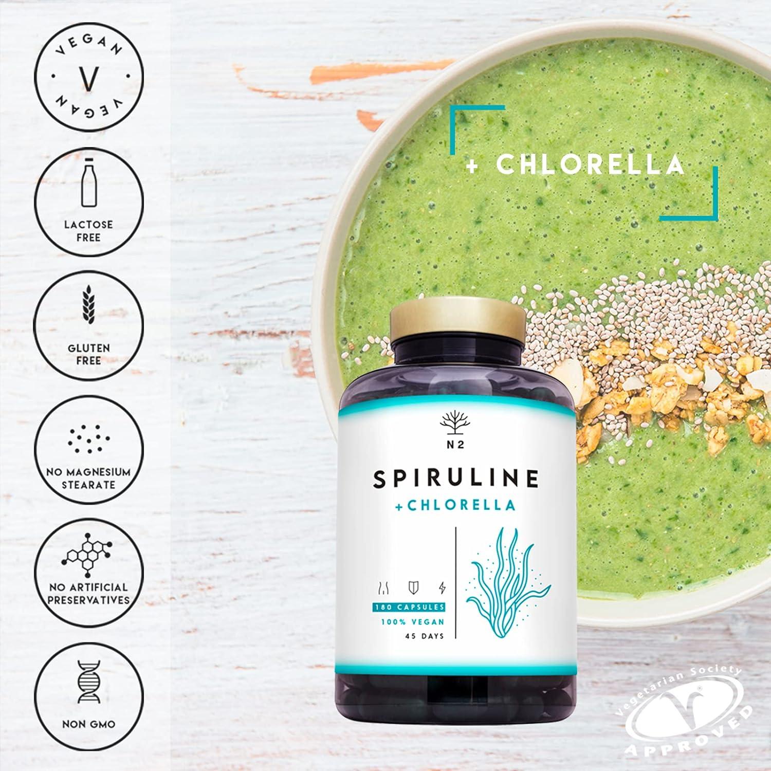 Chlorella Spirulina Tablets 1250mg Powerful Antioxidant Helps Immune System Reduces Fatigue