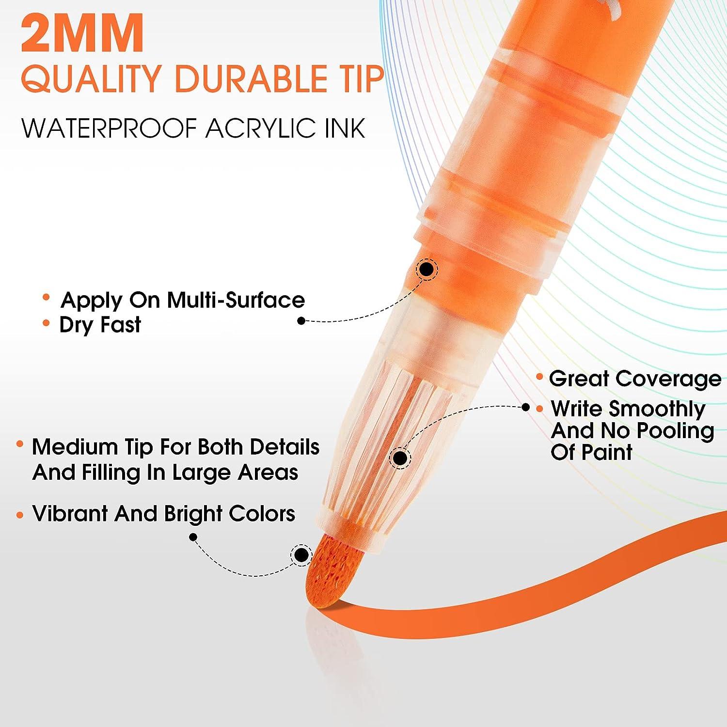 Acrylic Paint Pens Markers 12 Color Waterproof Paint Pens for Rock