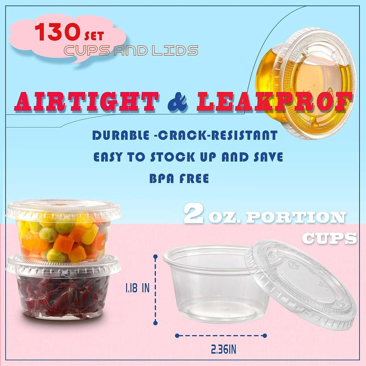 200 Sets - 2 oz. Small Plastic Containers with Lids, Jello Shot Cups,  Condiment Cups, 2oz Dipping Sauce & Salad Dressing Container, Disposable  Mini Plastic Portion Souffle Cups Ramekins, Pudding Cup 2 Ounce