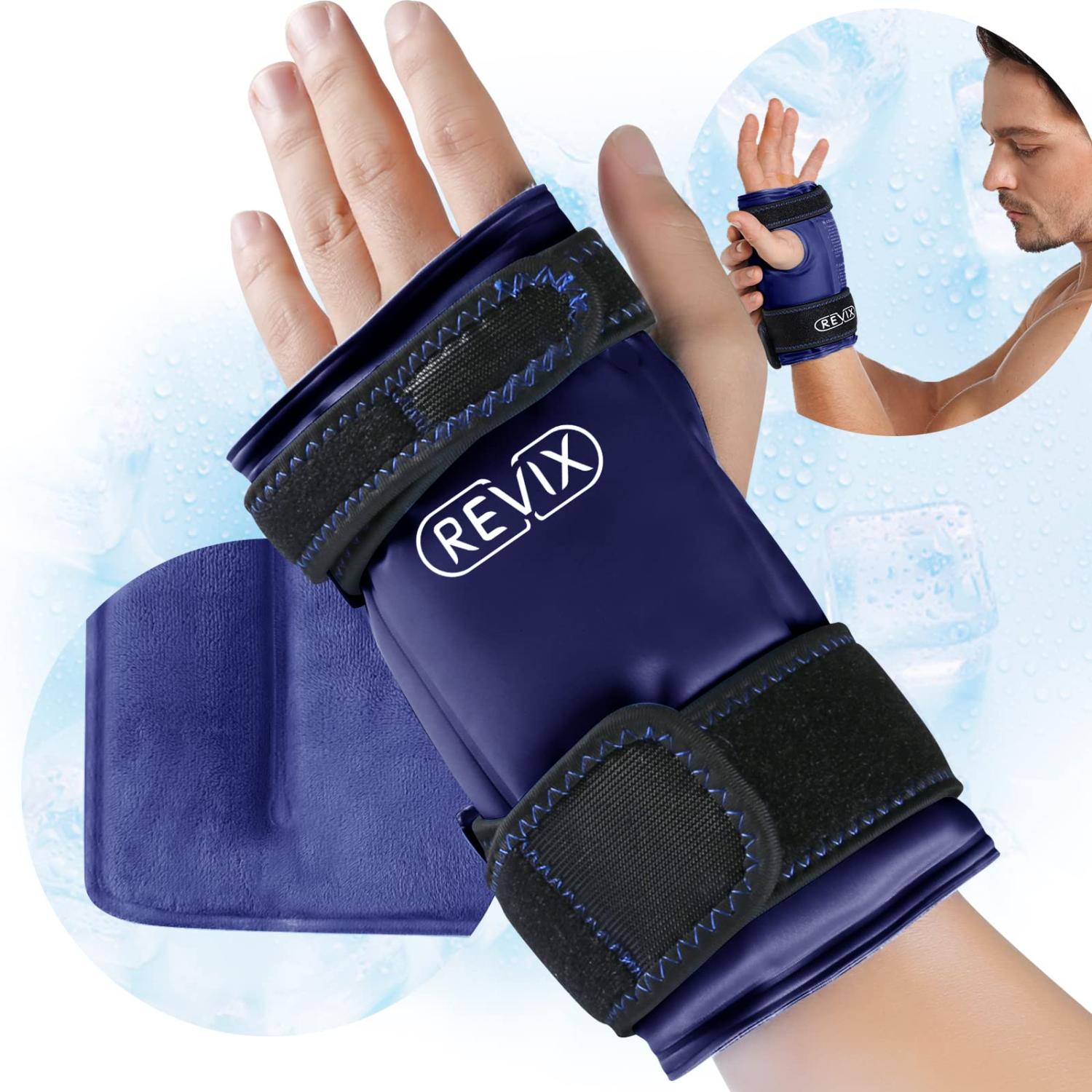 REVIX Wrist Ice Pack Wrap for Carpal Tunnel Relief Reusable Gel Cold Compress for Hand