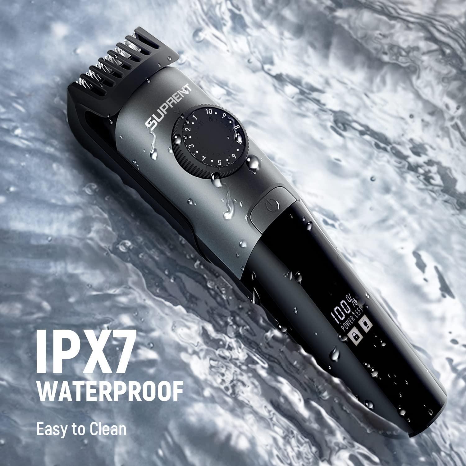 SUPRENT Beard Trimmer for Men Waterproof, IPX7 Professional Mustache