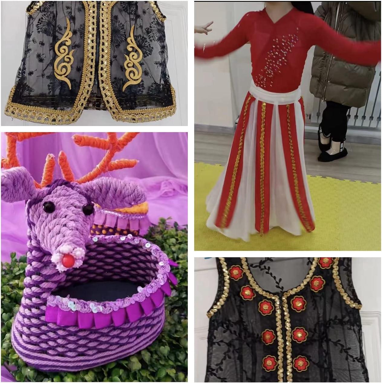 Glitter Sequin Trim Reba RIC Rac Scalloped Edge Braid Sequin Braid Trim for Sewing Craft, Dress