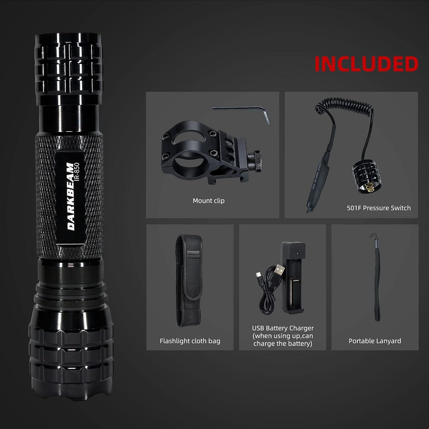 DARKBEAM 850nm IR Light for Night Vision Scope LED Infrared Flashlight