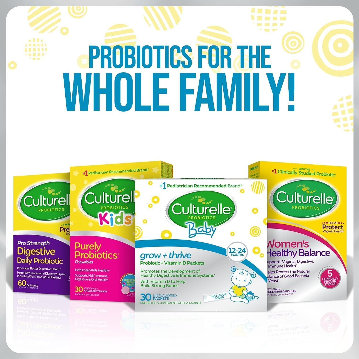Culturelle Probiotics Baby Grow + Thrive Probiotics + Vitamin D Packets 1224 Months Unflavored