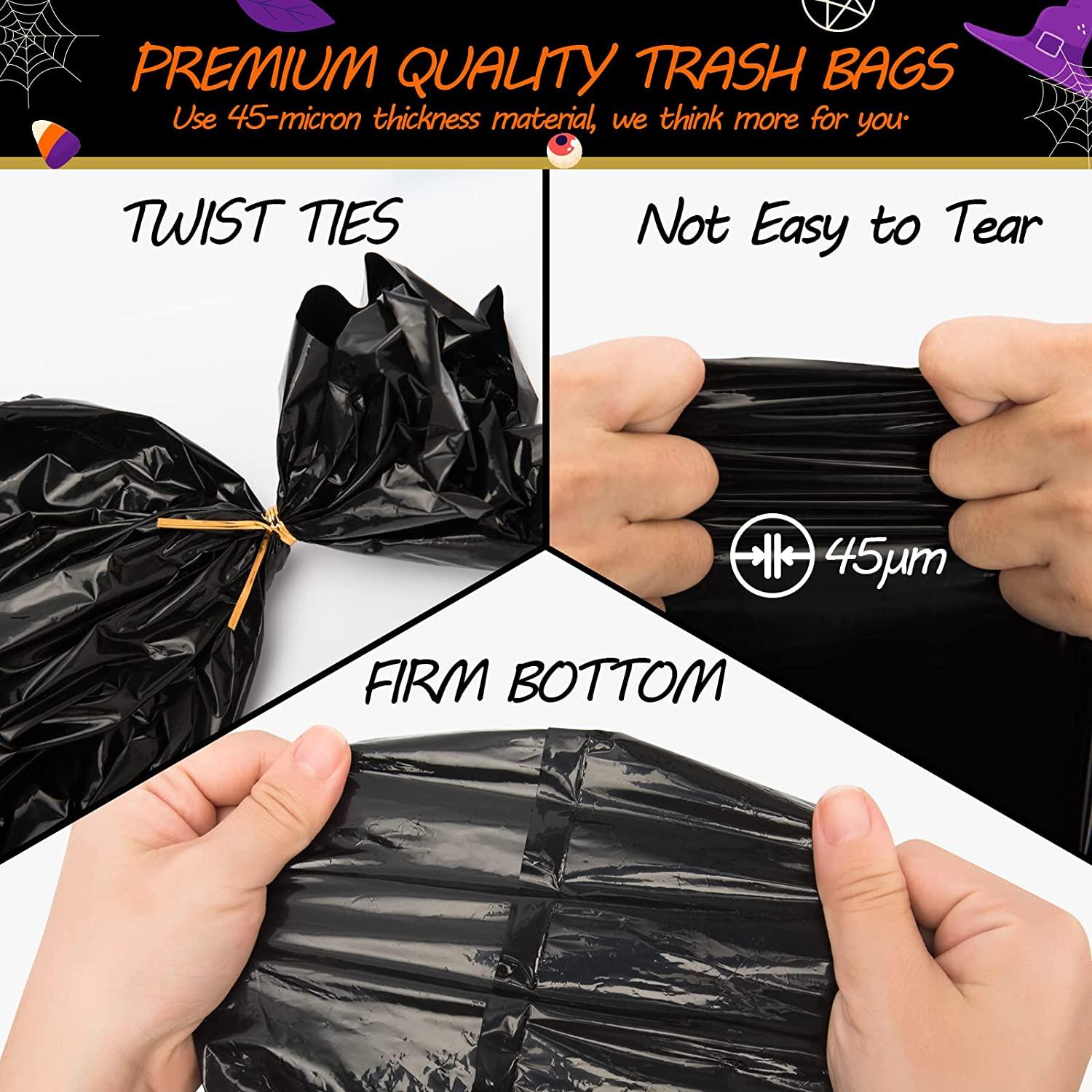 Halloween Leaf Bags 8 Pack 24x30in Pumpkin Trash Lawn Garbage Fall Leave Bag  with Twist Ties Jack O Lantern Outdoor Yard Holiday Decoration Black  Black-8P-24x30in