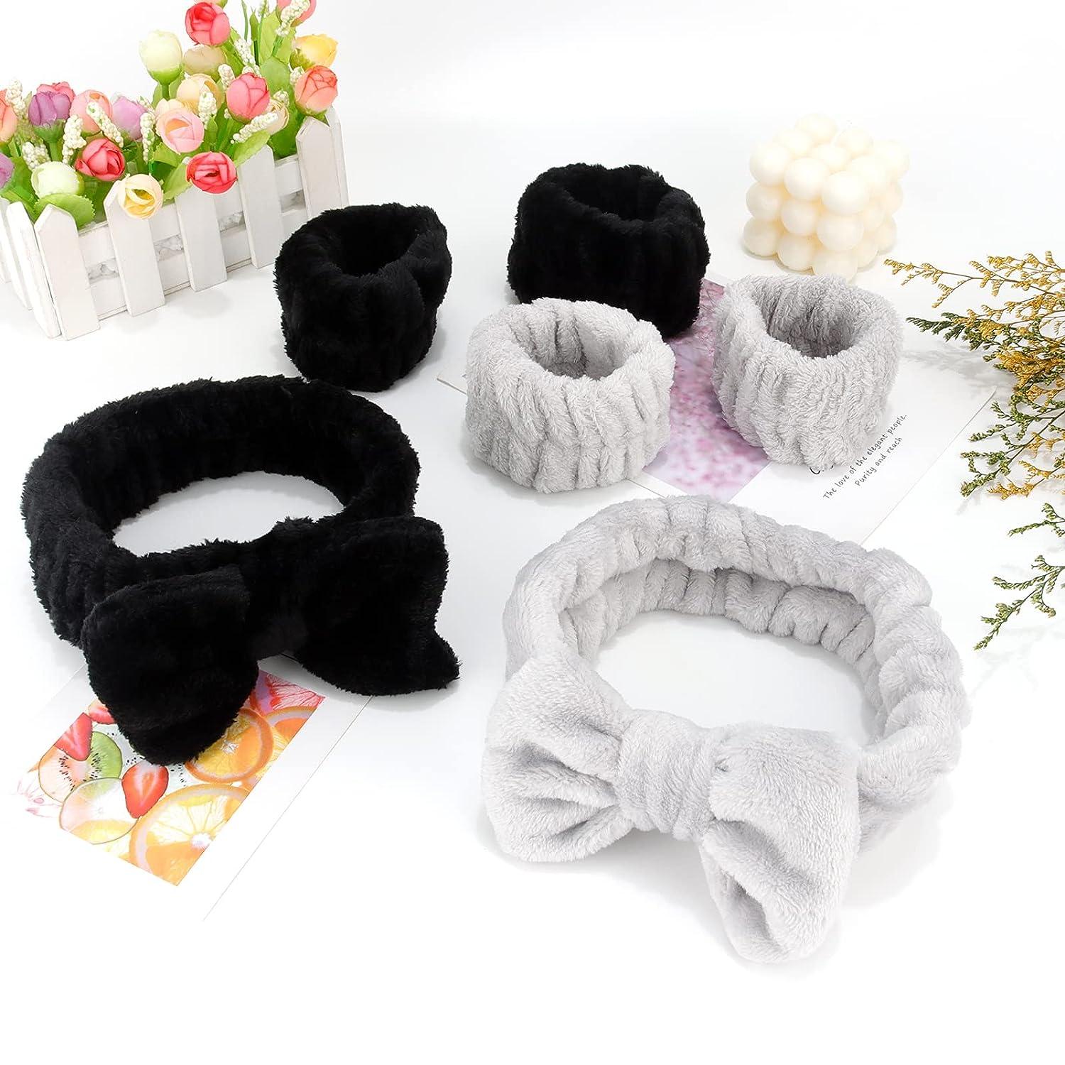Araluky 6 Pcs Spa Headband Wrist Washband Scrunchies Cuffs for