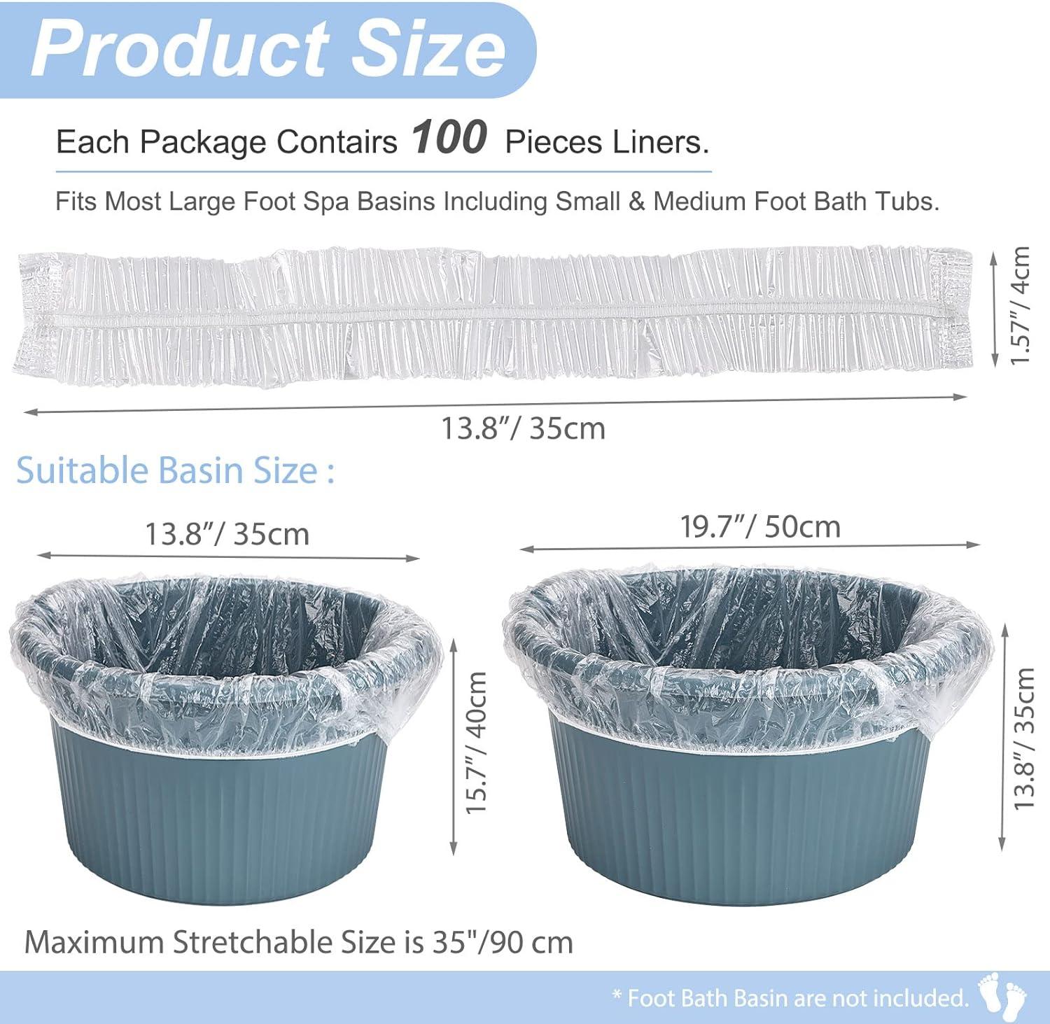 Noverlife 100PCS Disposable Pedicure Spa Liners Clear Plastic Single