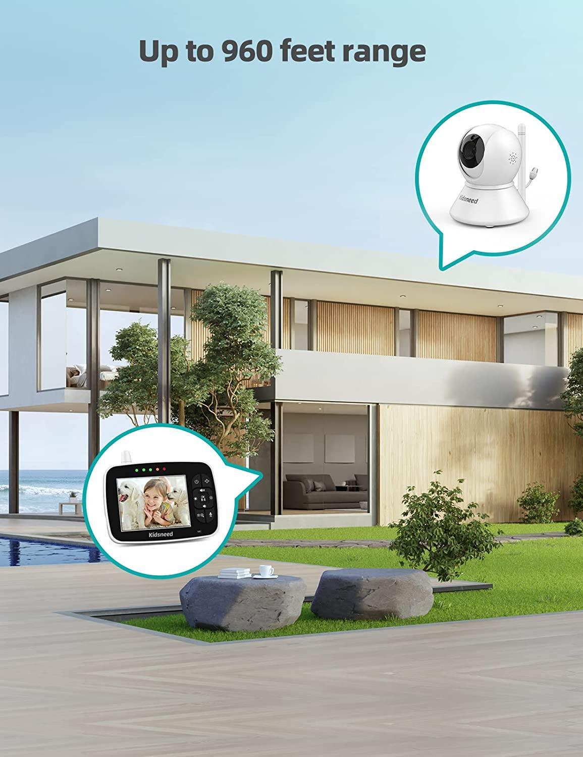 3.5 Inch Video Baby Monitor with Camera, Audio, Remote Control Pan