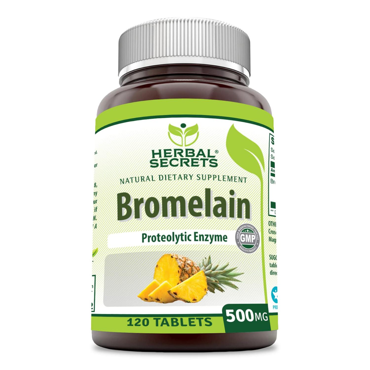 Herbal Secrets Bromelain 500 mg Tablets NonGMO, Gluten Free, Made in