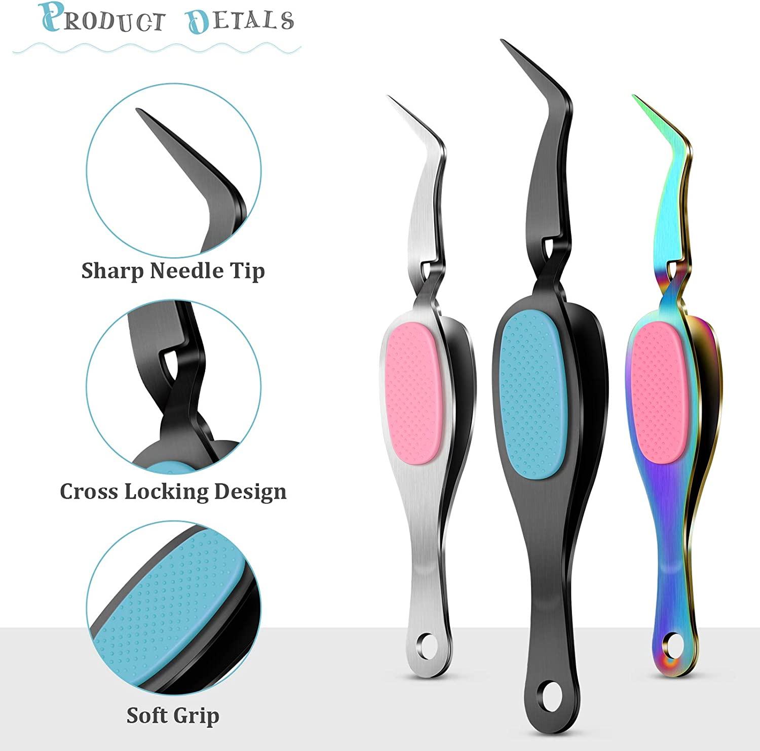 6 Pieces Craft Tweezers Stainless Steel Soft Grip Precision Tweezers  Crossing Lock Curved Tweezers Reverse Grip Tweezers Fine Tip Tweezers for  DIY Craft Jewelry Beading Electronics