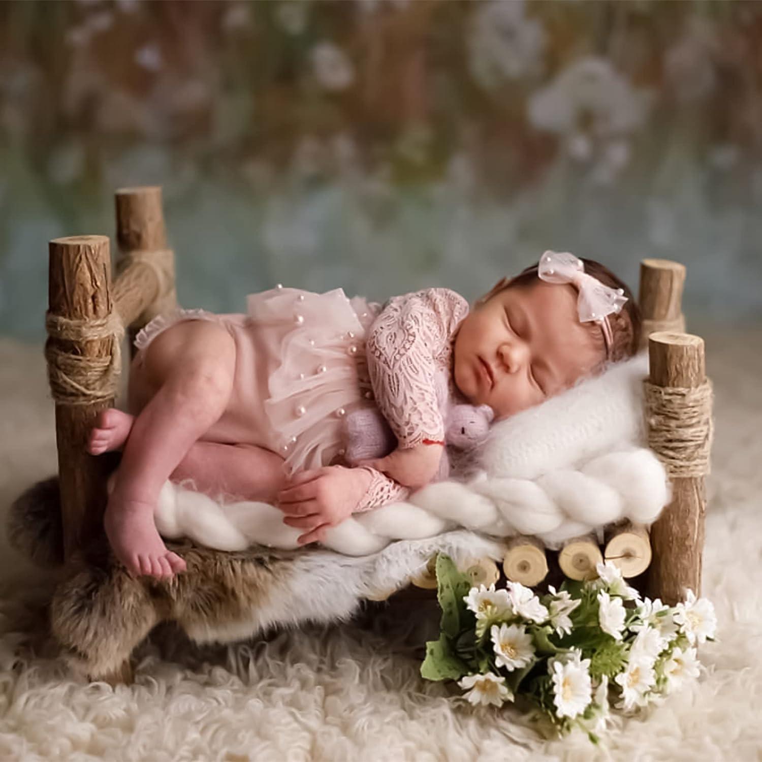 Pink Lace Newborn Photography Outfits Girl Newborn Photography Props Pearl  Lace Rompers Newborn Girl Lace Romper Photoshoot Outfits Baby Photo Props  (Long Sleeve, Pink, 0-2Months) 04 Pink, Long Sleeve(0-2 months)