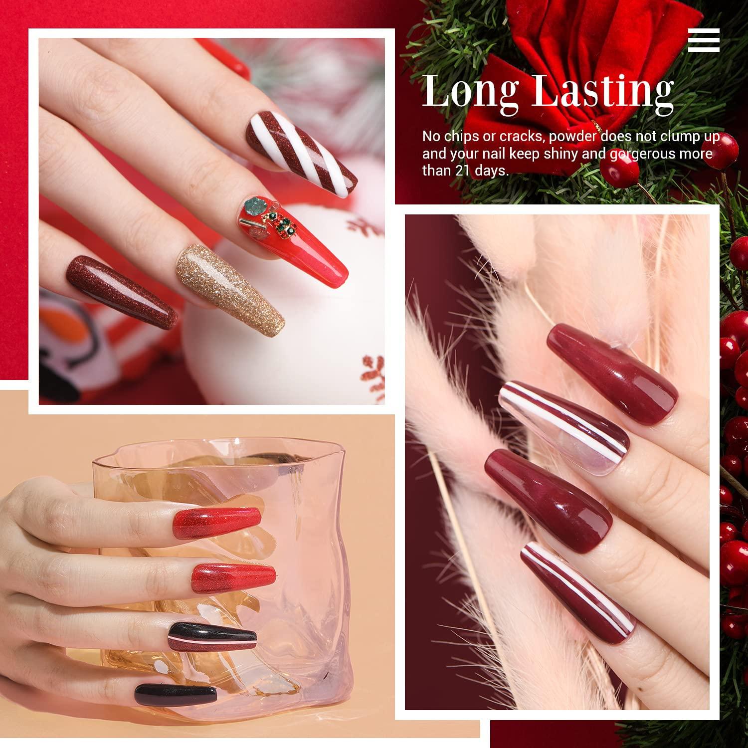 AZUREBEAUTY Dip Powder Nail Kit Starter, Classic Malena Burgundy Red